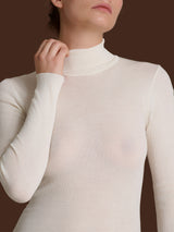 Lana Seta - Dolcevita in costina di lana e seta Bianchi Donna - Ragno