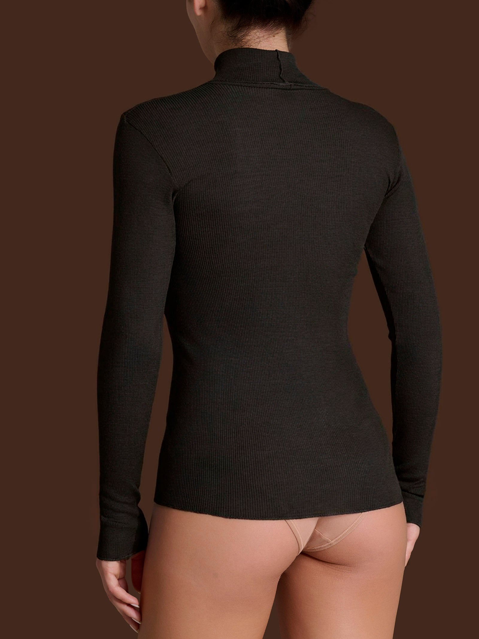 Lana Seta - Dolcevita in costina di lana e seta Marroni Donna - Ragno