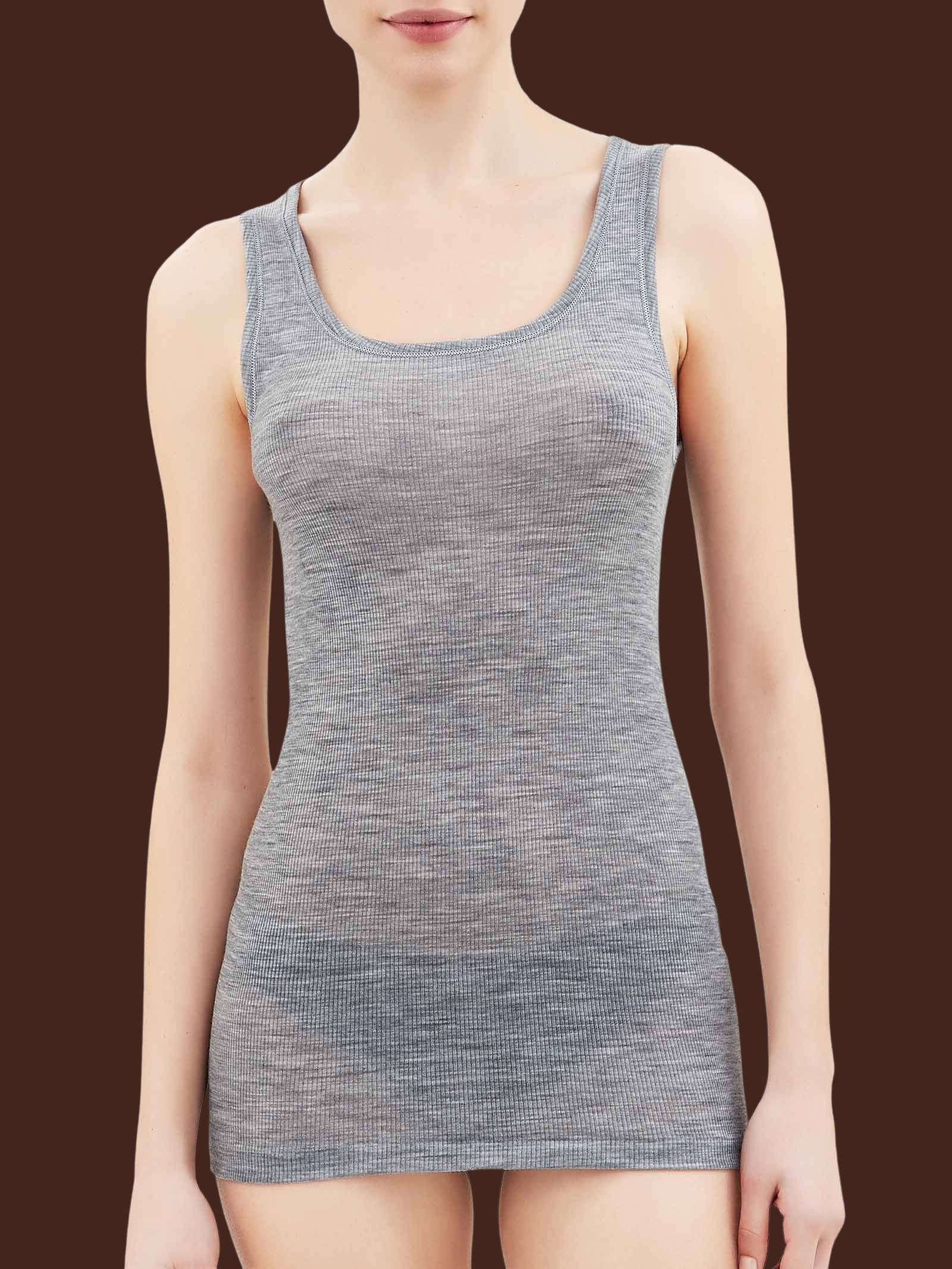 Wonderwool - Canottiera in costina di lana ultrafine Neri Donna - Ragno