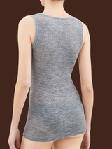 Wonderwool - Canottiera in costina di lana ultrafine Bianchi Donna - Ragno