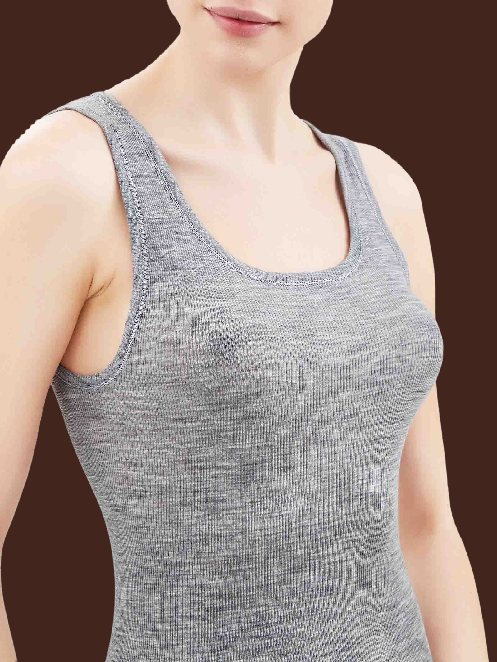 Wonderwool - Canottiera in costina di lana ultrafine Neri Donna - Ragno