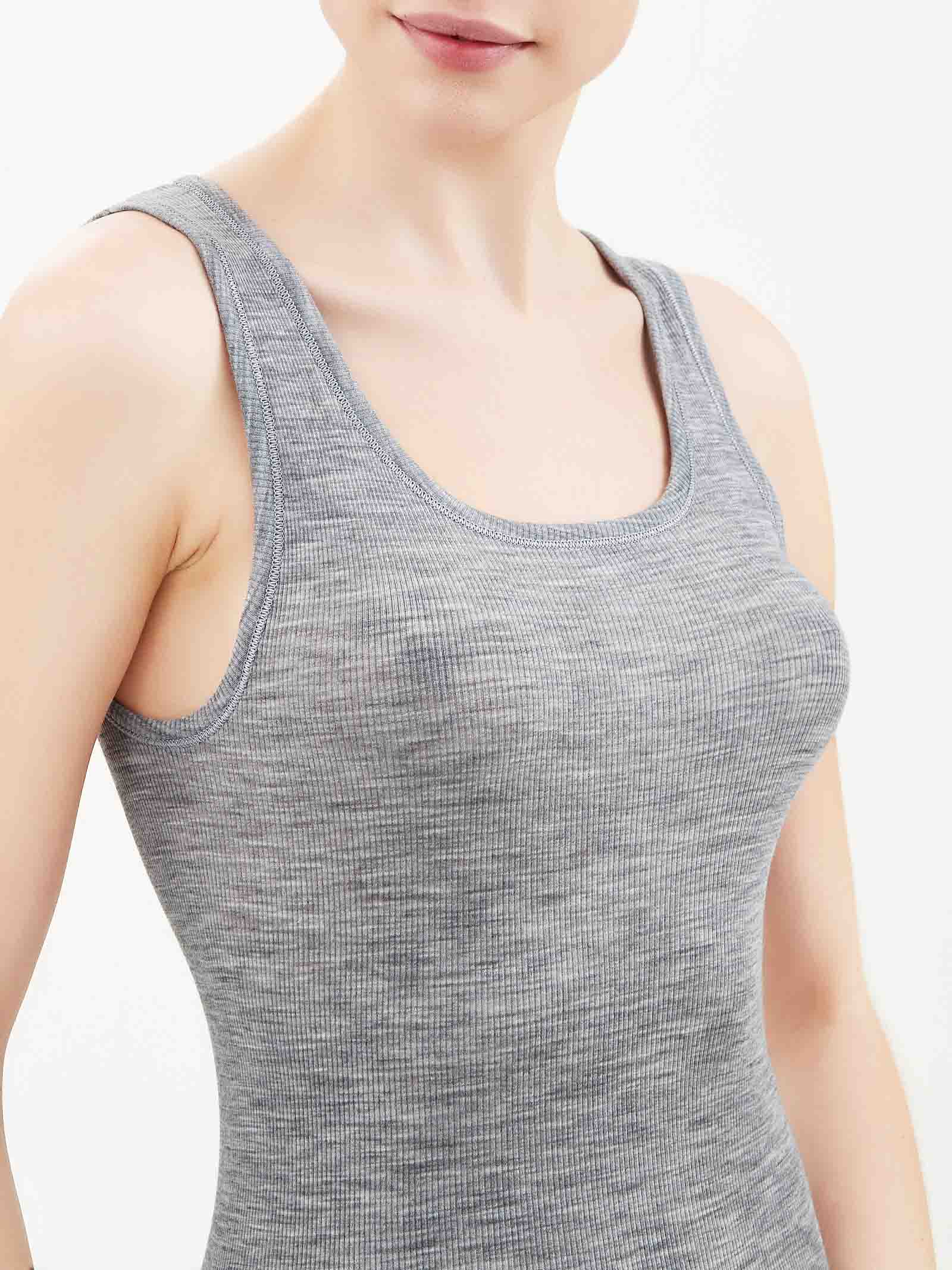 Wonderwool - Canottiera in costina di lana ultrafine Neri Donna - Ragno