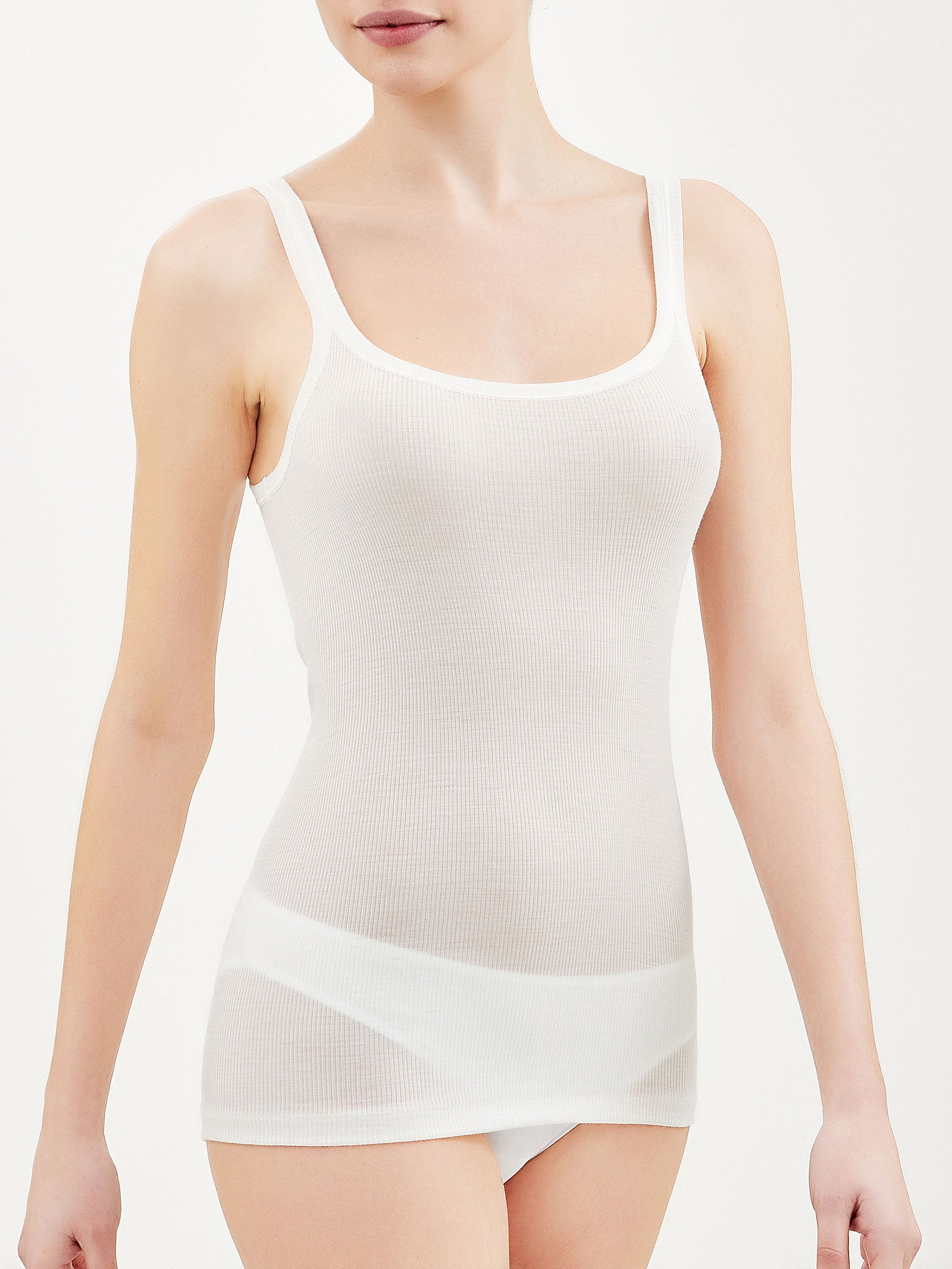 Wonderwool - Top in costina di lana ultrafine Bianchi Donna - Ragno