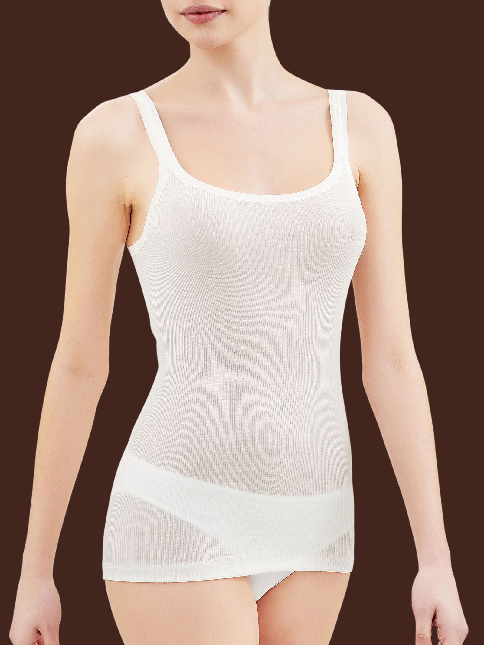 Wonderwool - Top in costina di lana ultrafine Bianchi Donna - Ragno