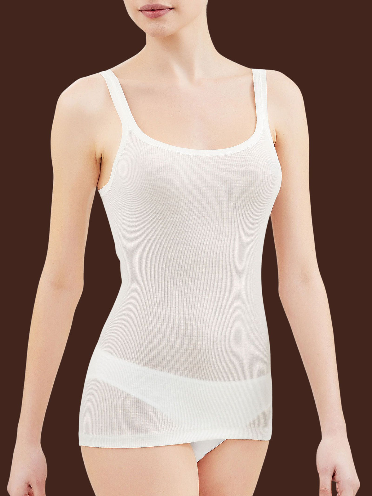 Wonderwool - Top in costina di lana ultrafine Bianchi Donna - Ragno