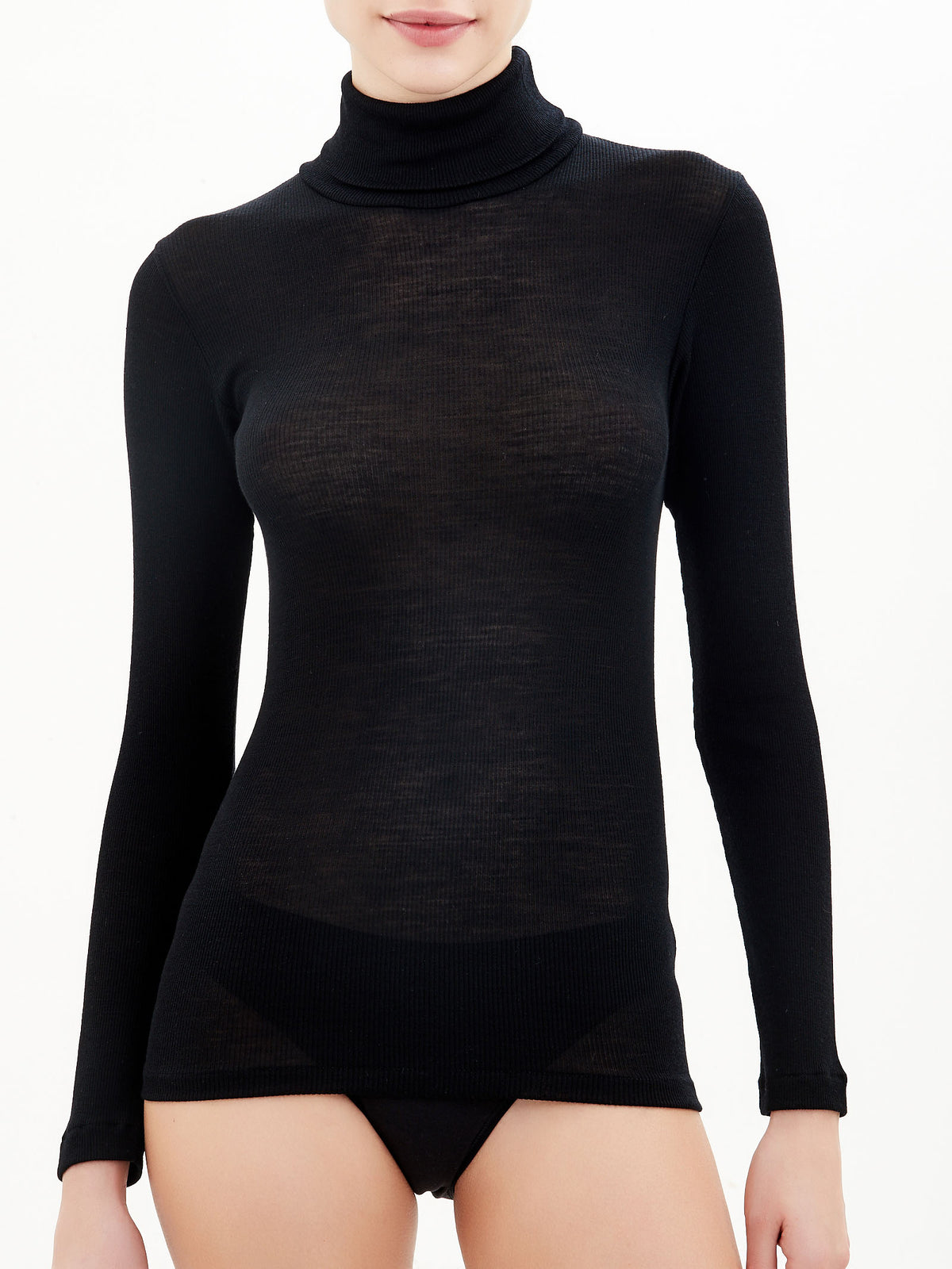 Wonderwool - Dolcevita in costina di lana ultrafine Neri Donna - Ragno