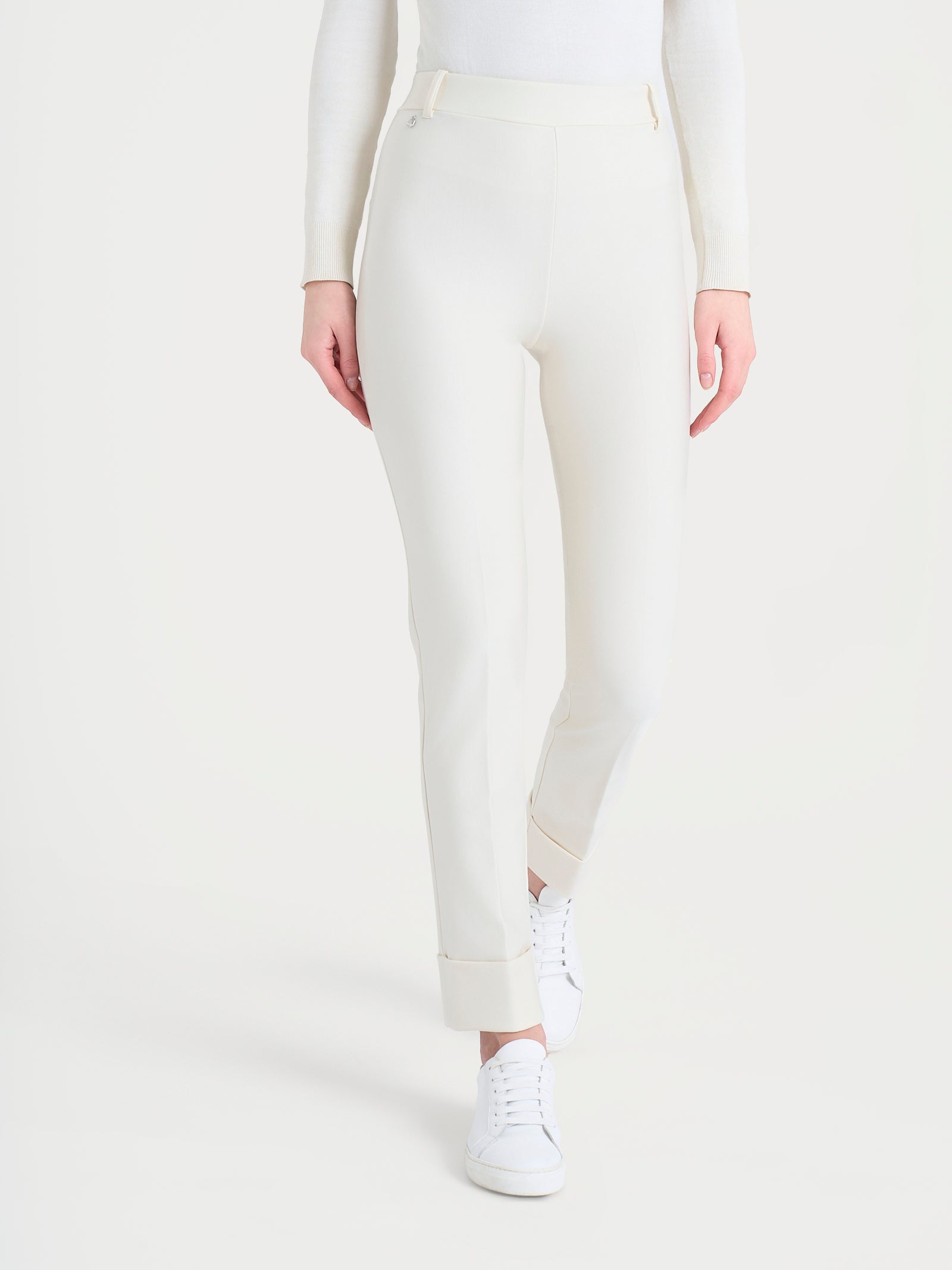 Pantalone slim dritto in Compact Bianchi Donna - Ragno