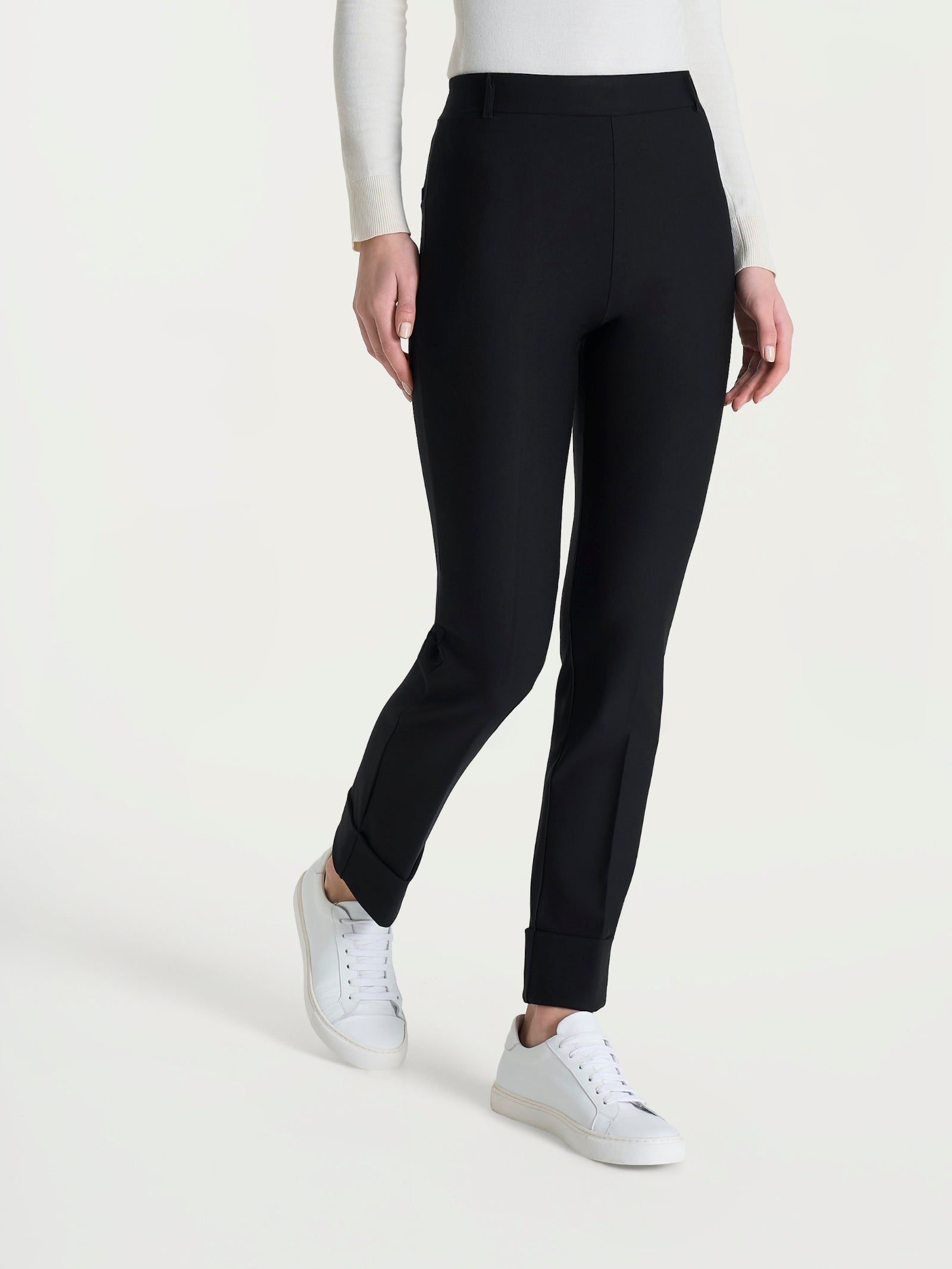 Pantalone slim dritto in Compact Neri Donna - Ragno