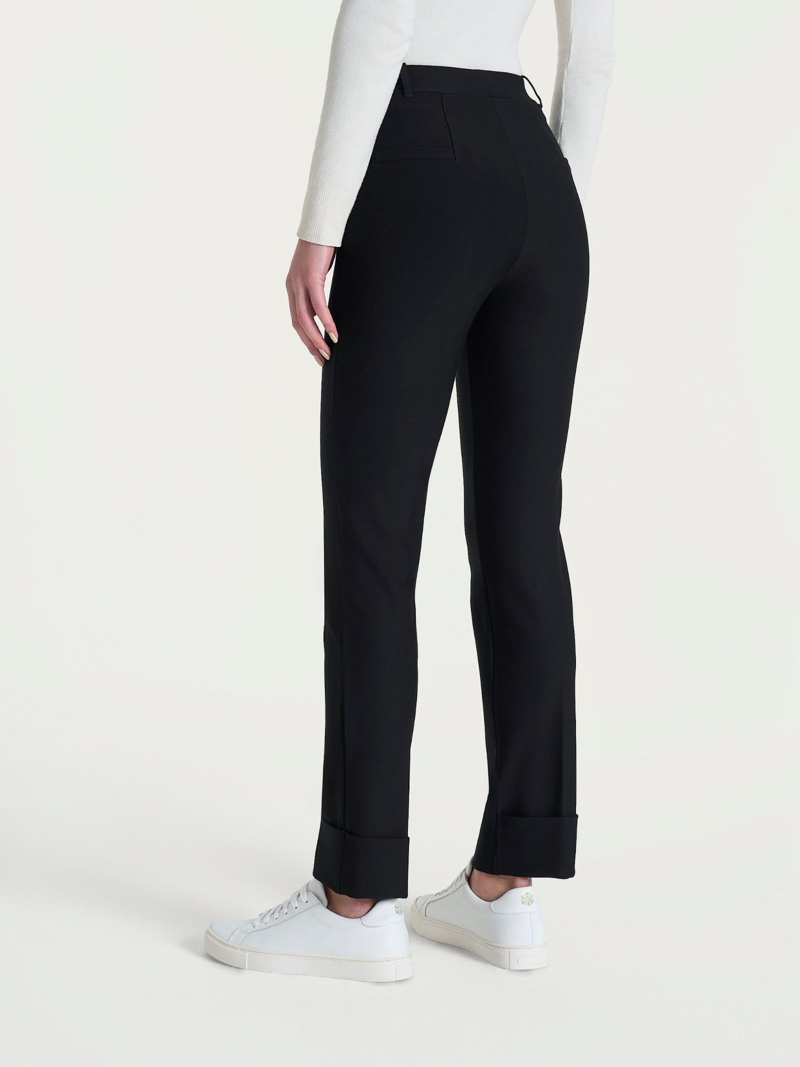 Pantalone slim dritto in Compact Neri Donna - Ragno