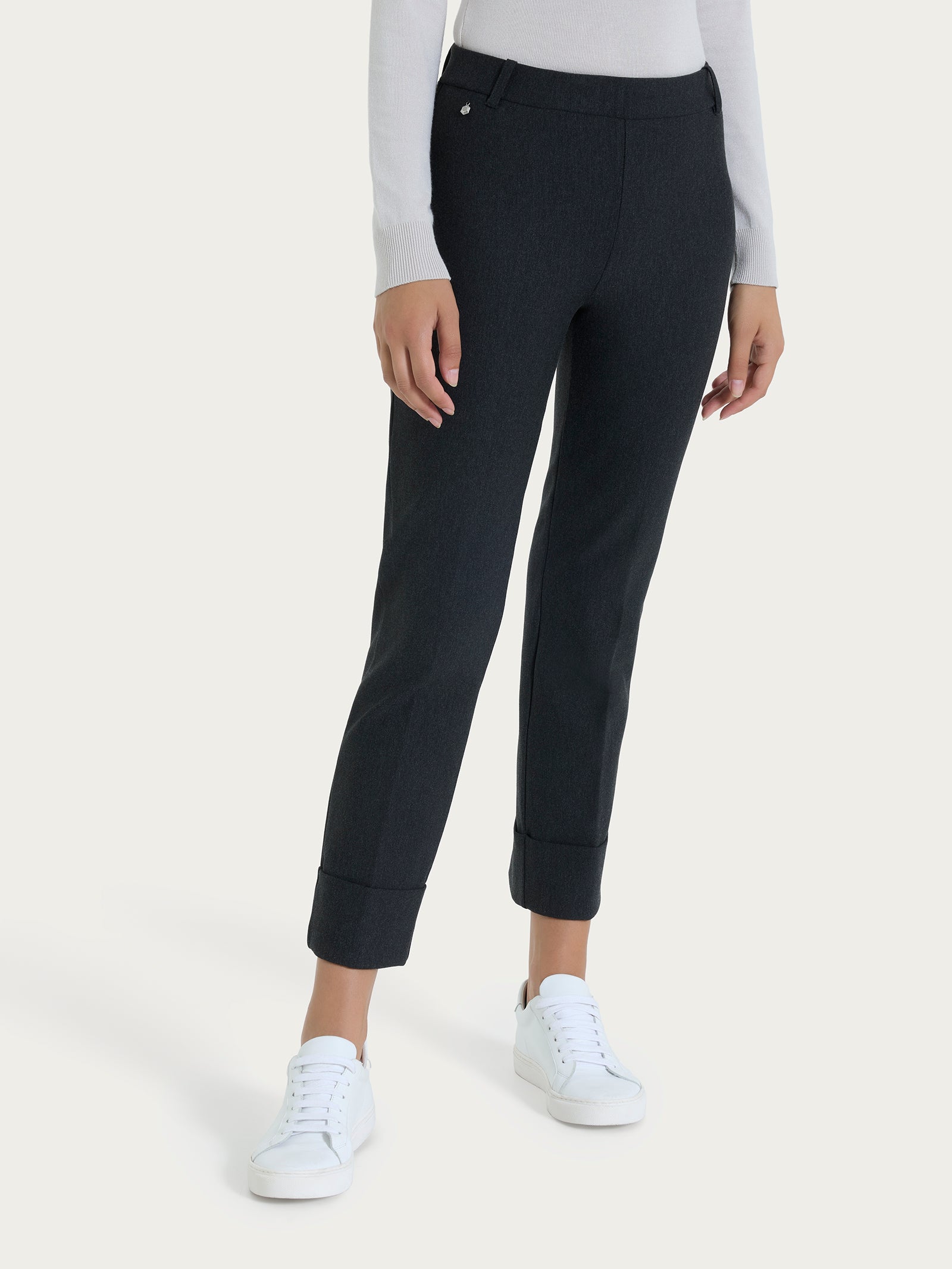 Pantalone slim dritto in Compact Neri Donna - Ragno