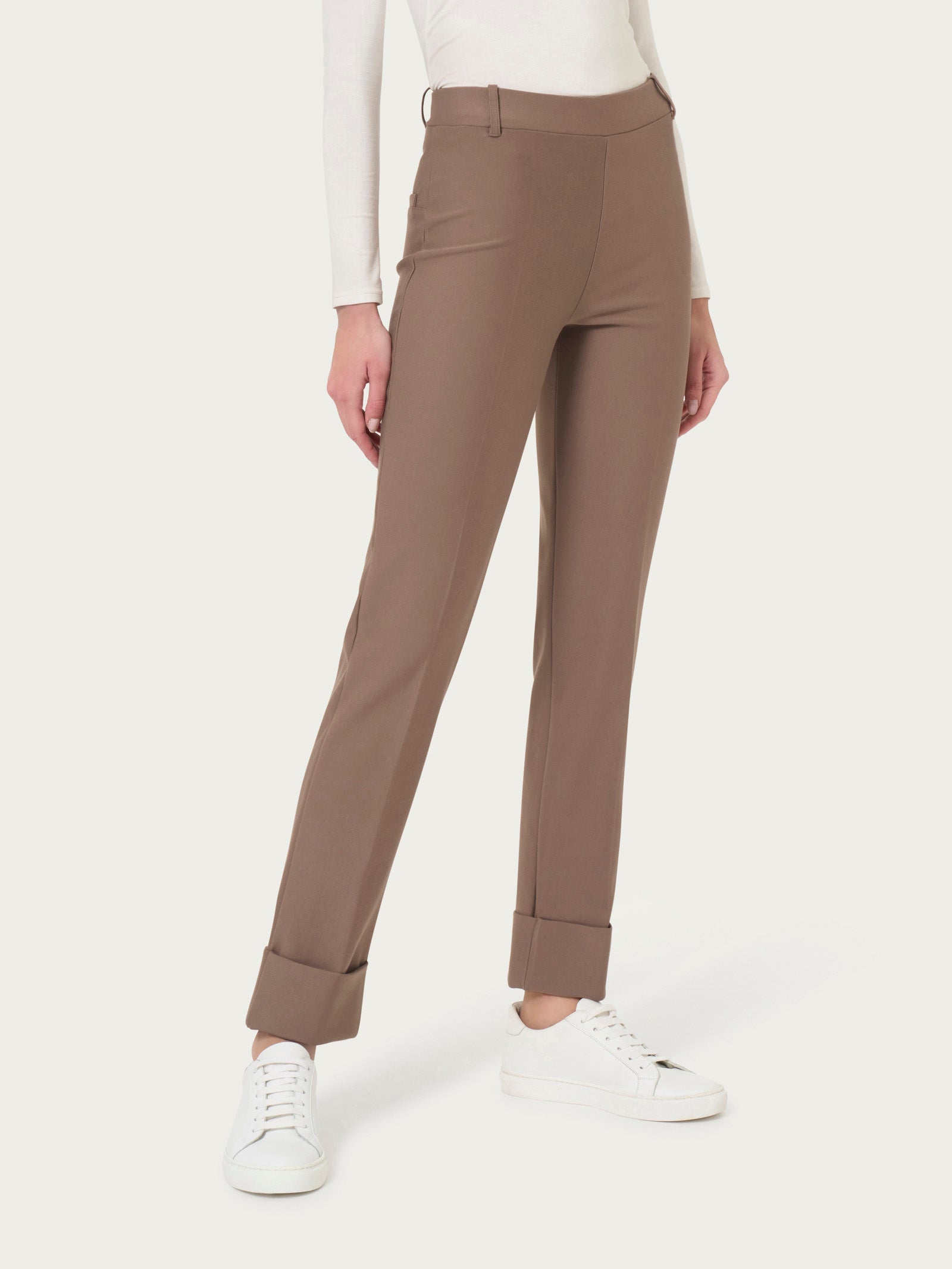 Pantalone slim dritto in Compact Marroni Donna - Ragno