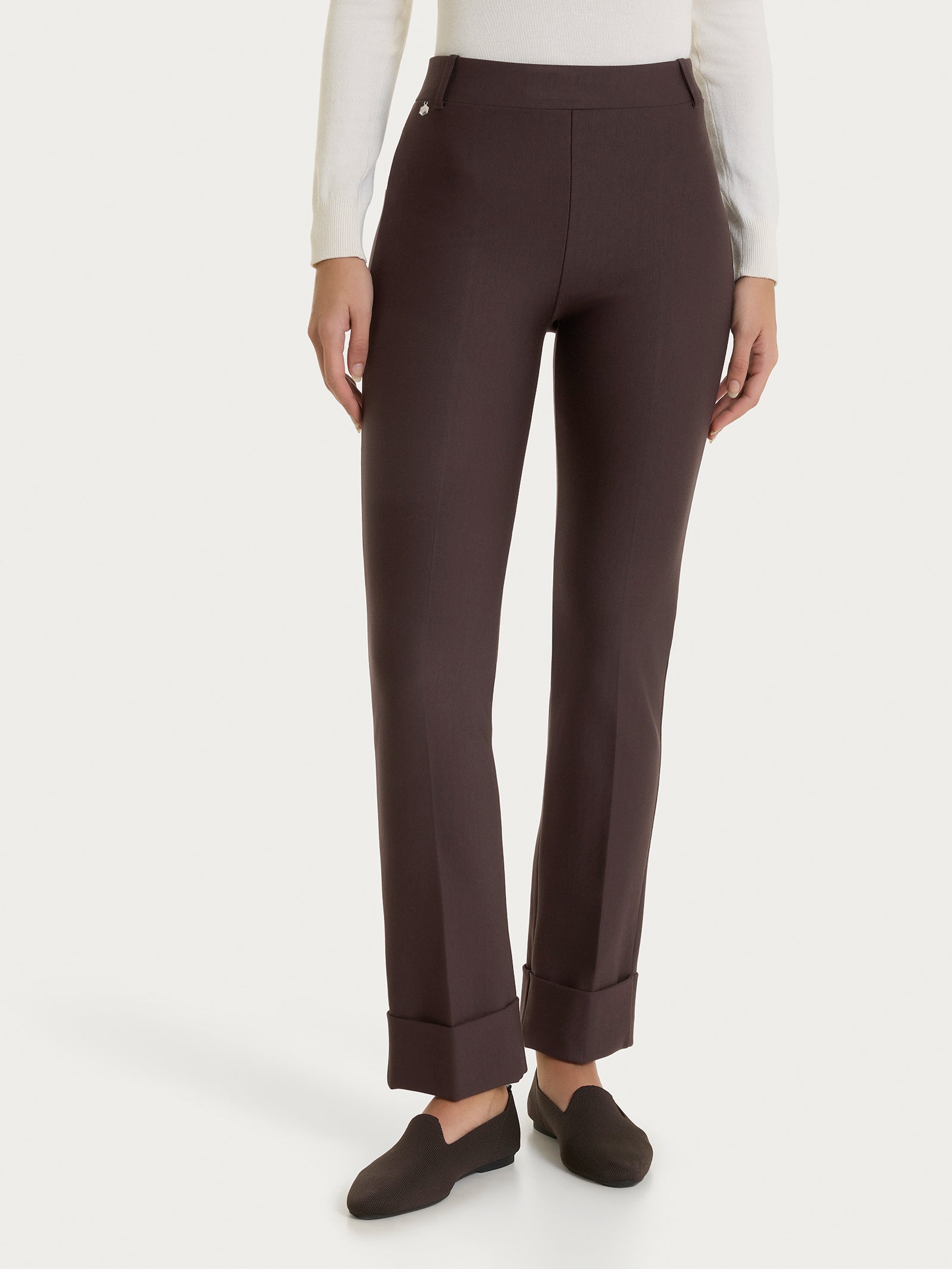 Pantalone slim dritto in Compact Marroni Donna - Ragno