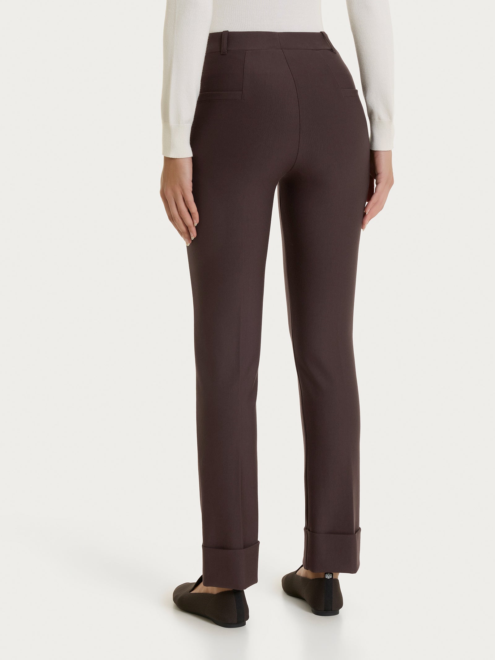 Pantalone slim dritto in Compact Marroni Donna - Ragno