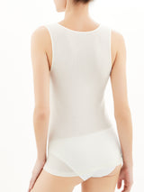 Lana Seta - Canottiera spalla larga in lana e seta con macramè Neri Donna - Ragno