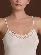 Lana Seta - Top in lana e seta con macramè Bianchi Donna - Ragno