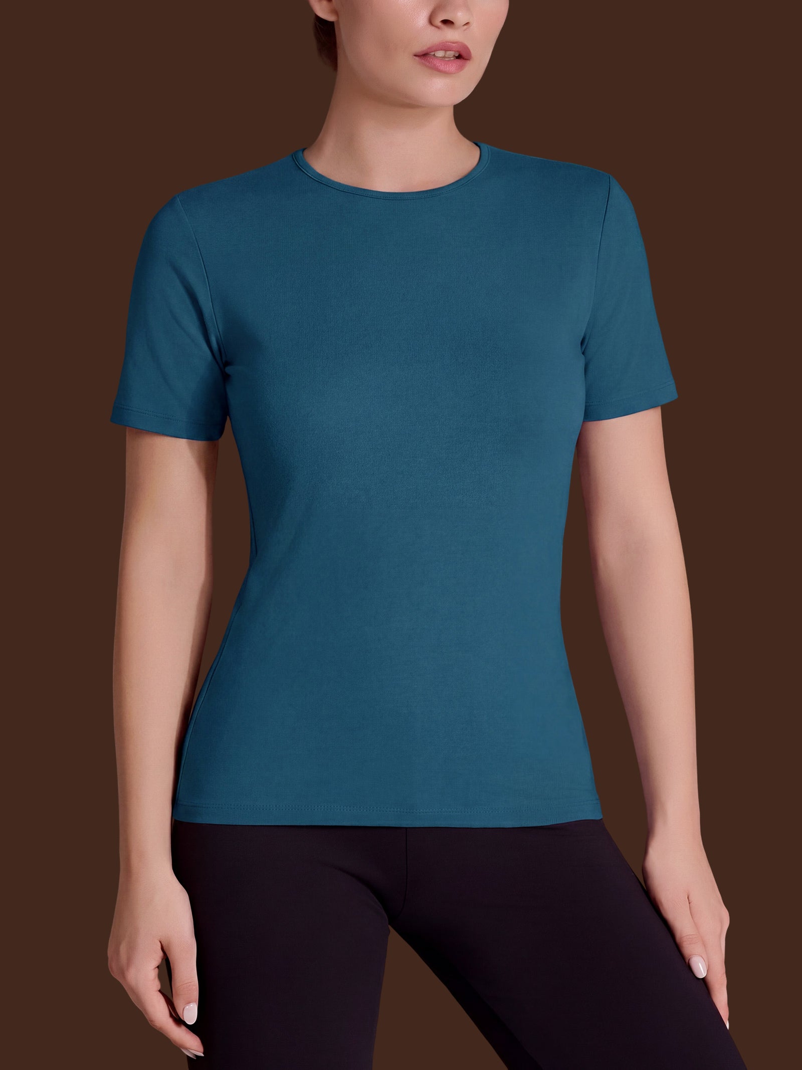 Maglietta con girocollo chiuso in Thermo Cotton Blu Donna - Ragno