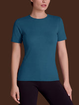 Maglietta con girocollo chiuso in Thermo Cotton Blu Donna - Ragno