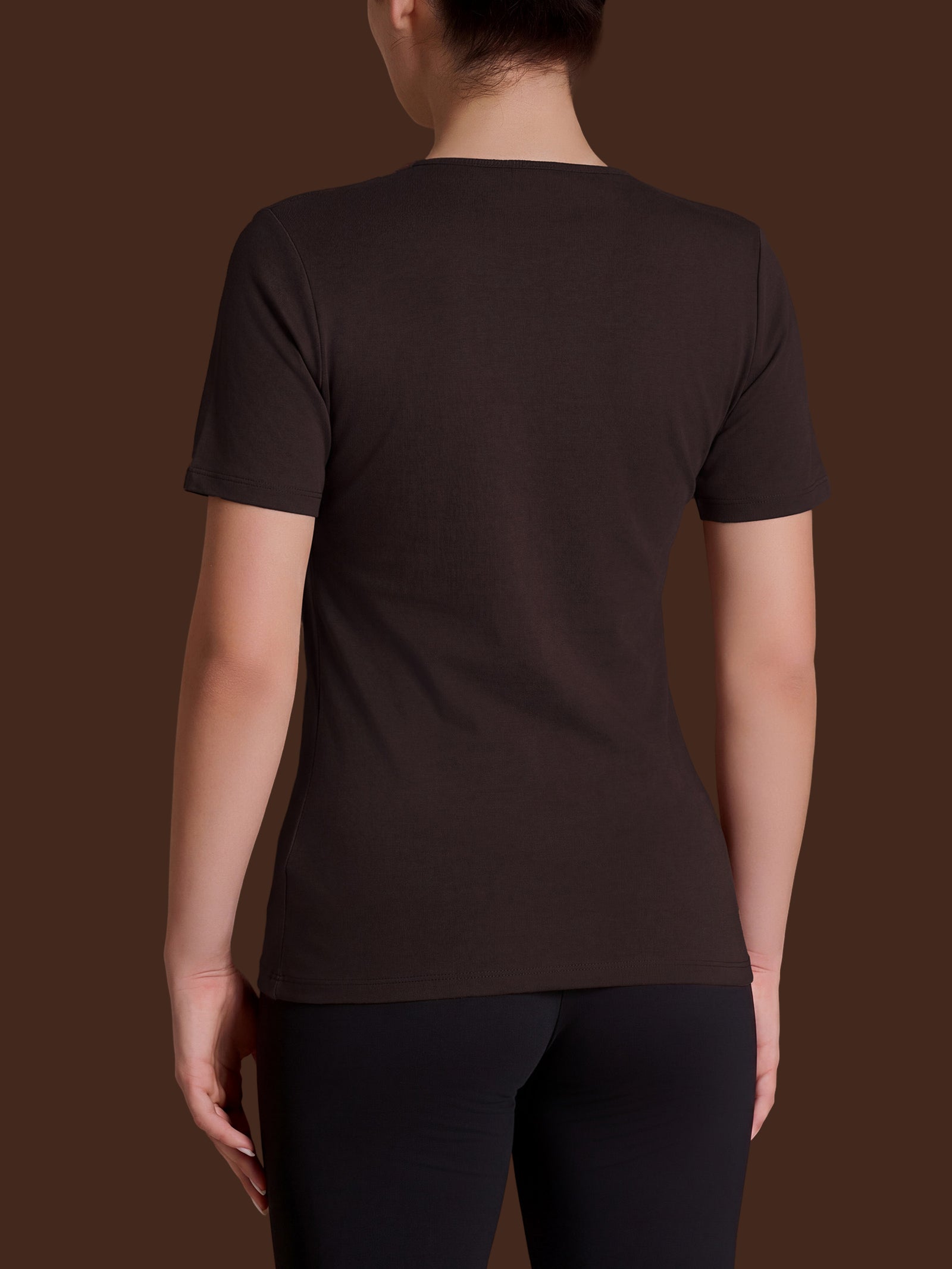Maglietta con girocollo chiuso in Thermo Cotton Marroni Donna - Ragno