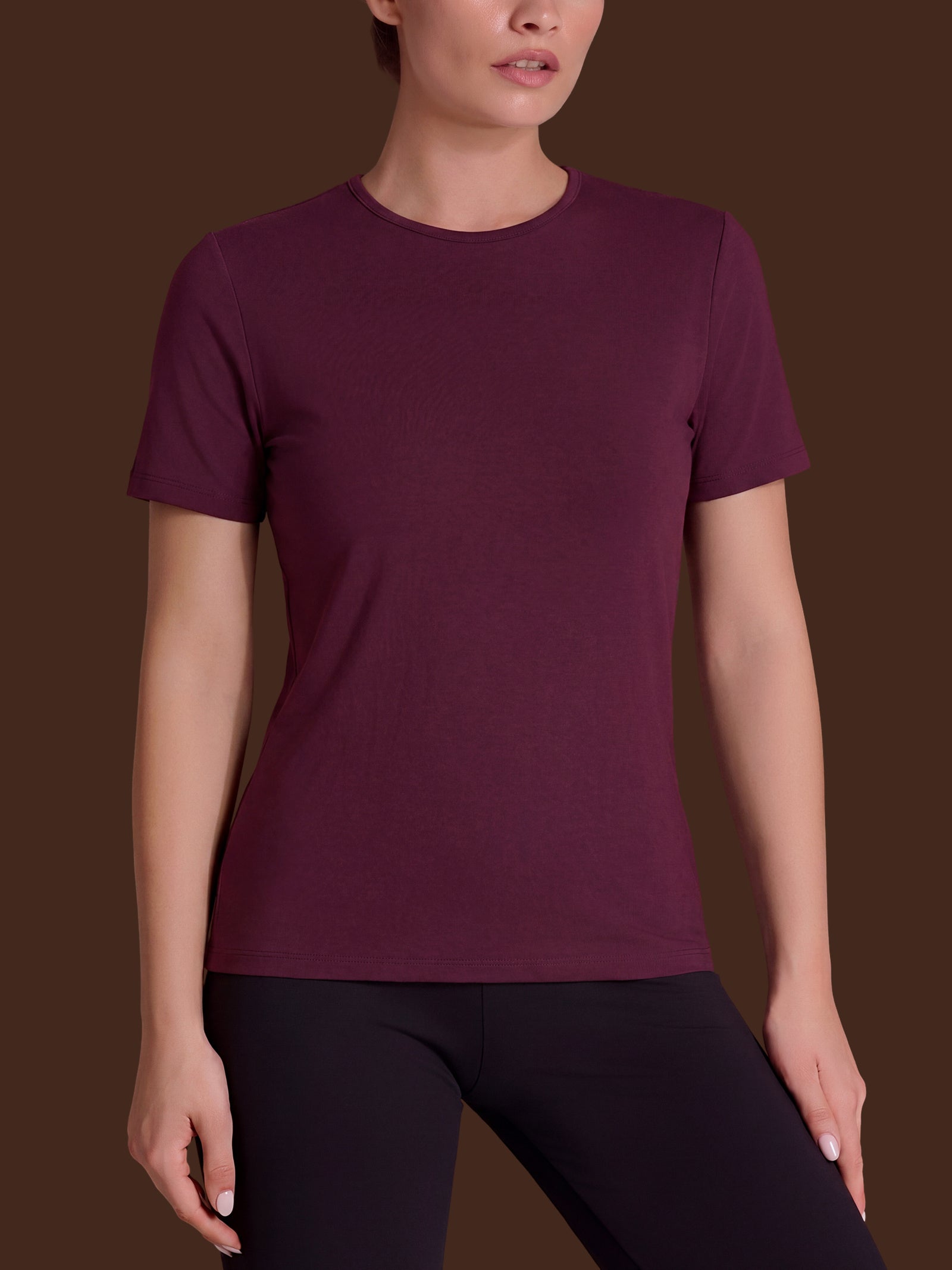 Maglietta con girocollo chiuso in Thermo Cotton Viola Donna - Ragno