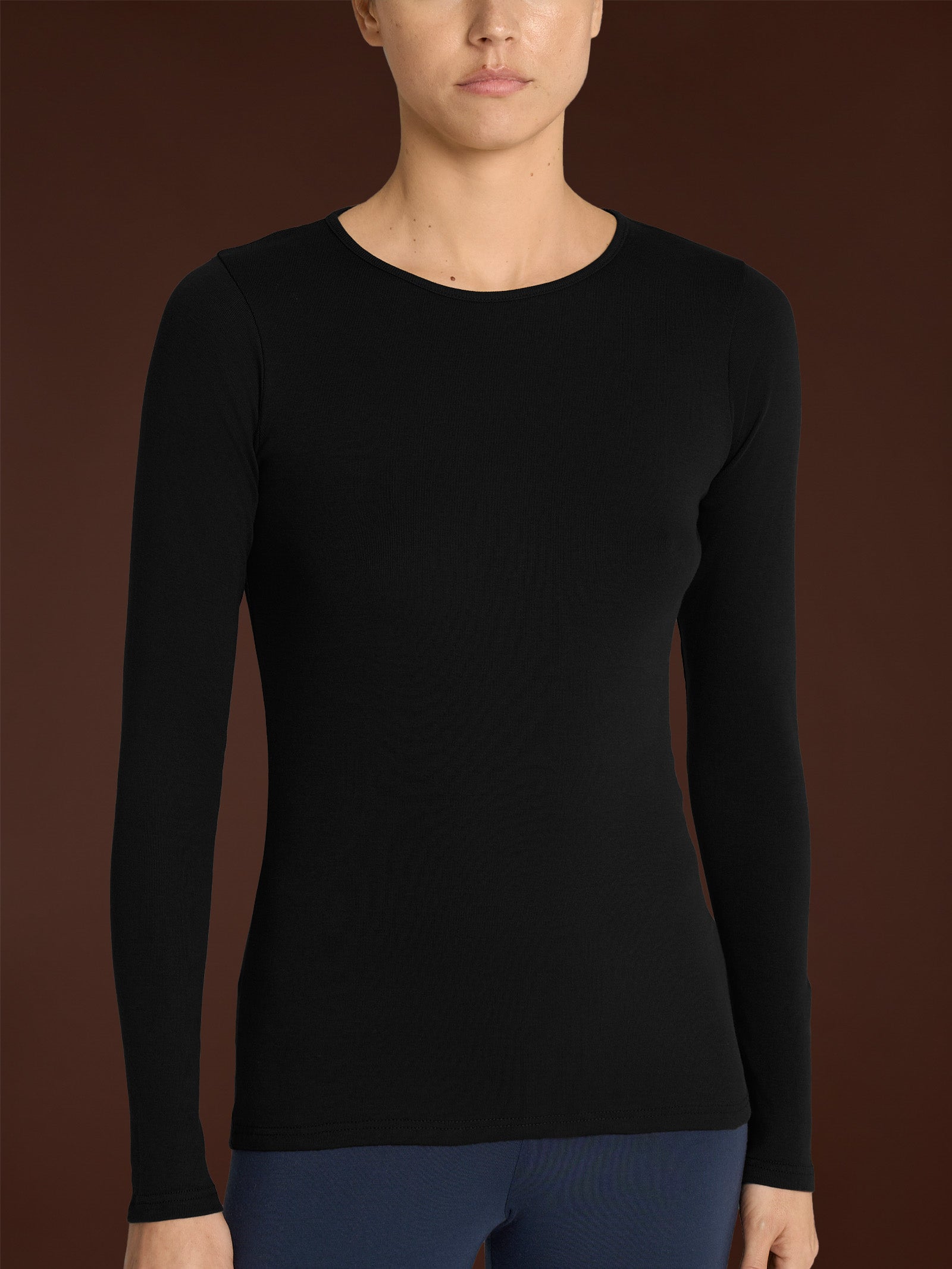 Maglietta girocollo in Thermo Cotton Neri Donna - Ragno