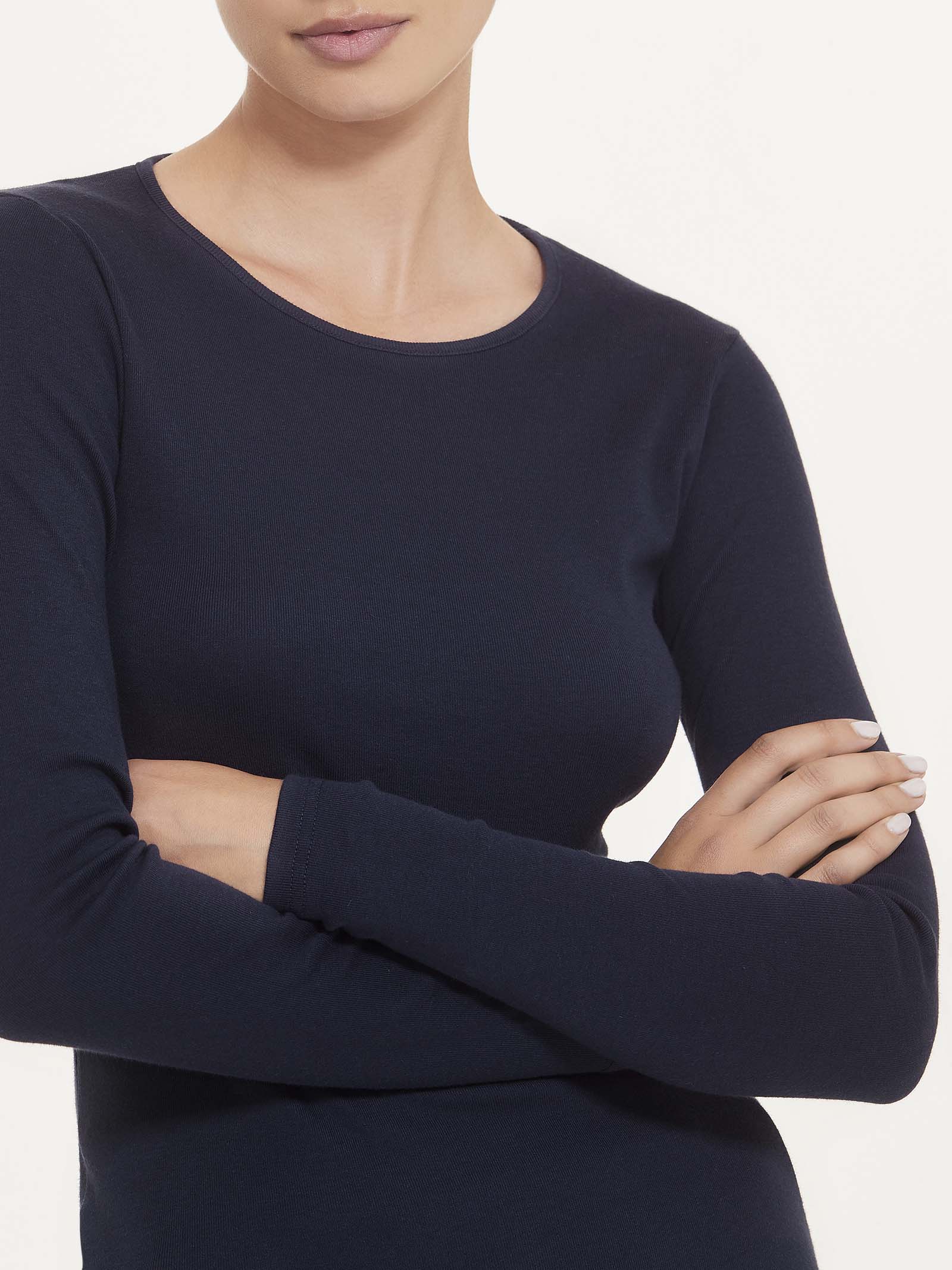 Maglietta girocollo in Thermo Cotton Neri Donna - Ragno