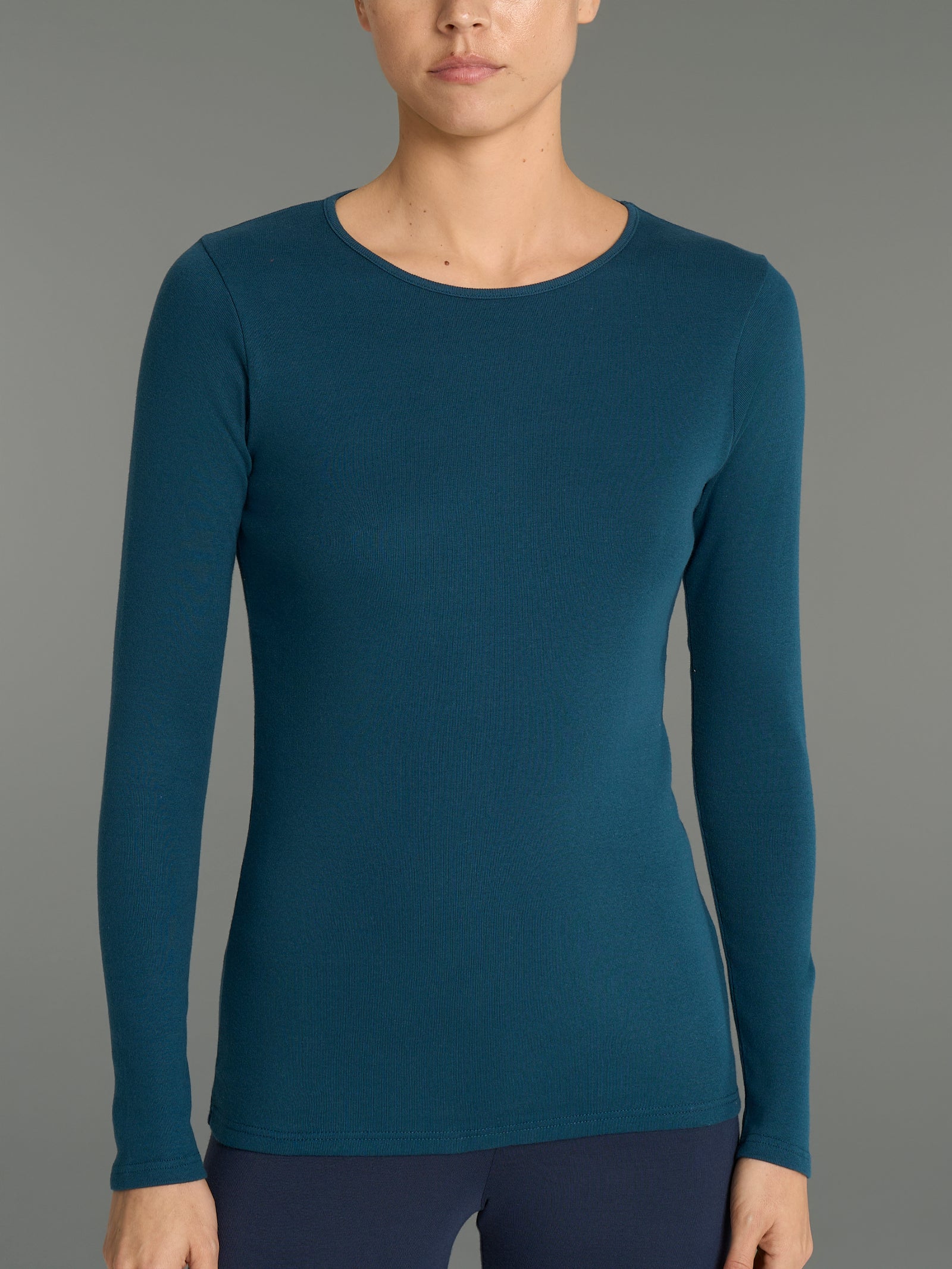 Maglietta girocollo in Thermo Cotton Blu Donna - Ragno