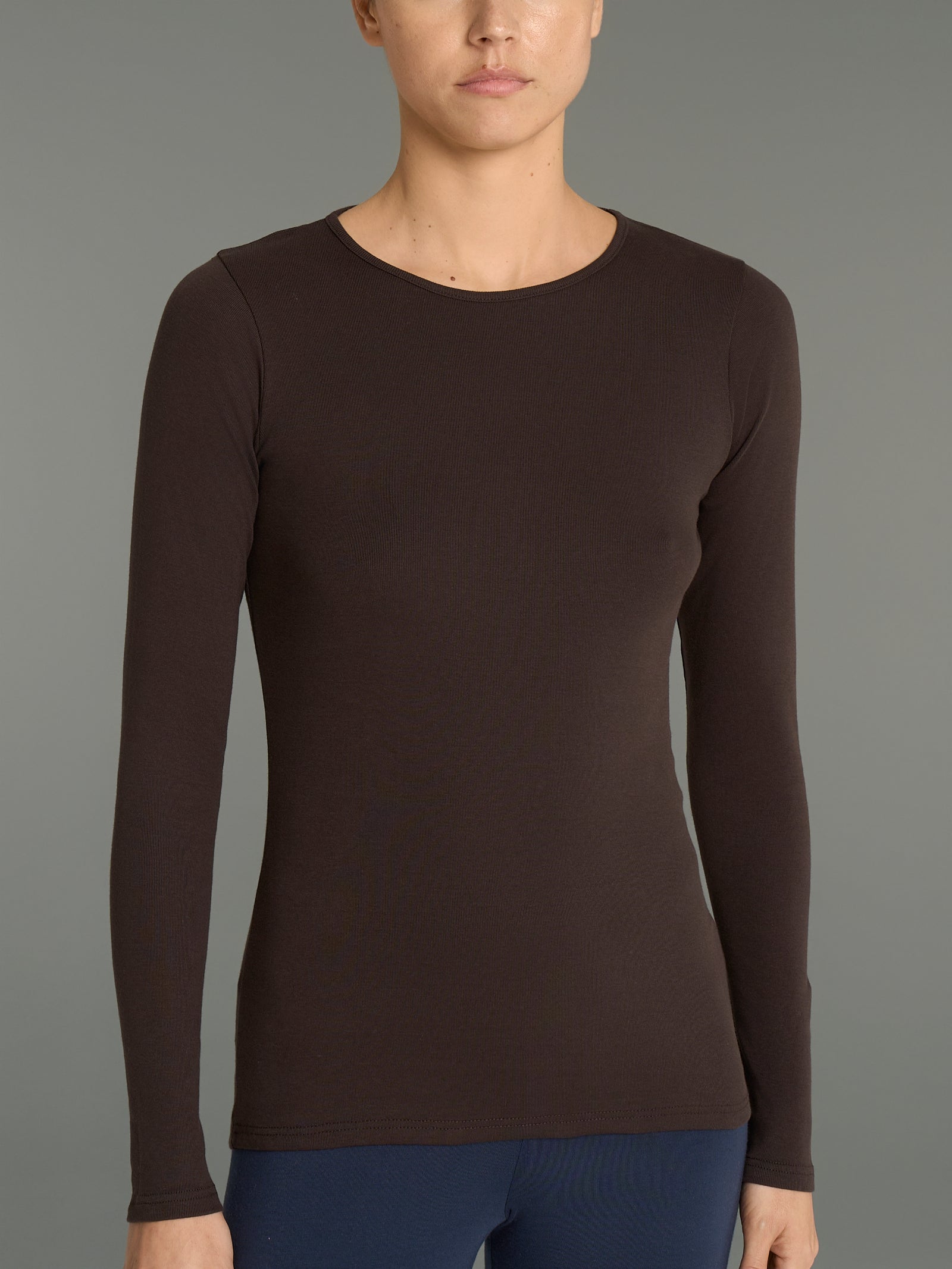 Maglietta girocollo in Thermo Cotton Marroni Donna - Ragno