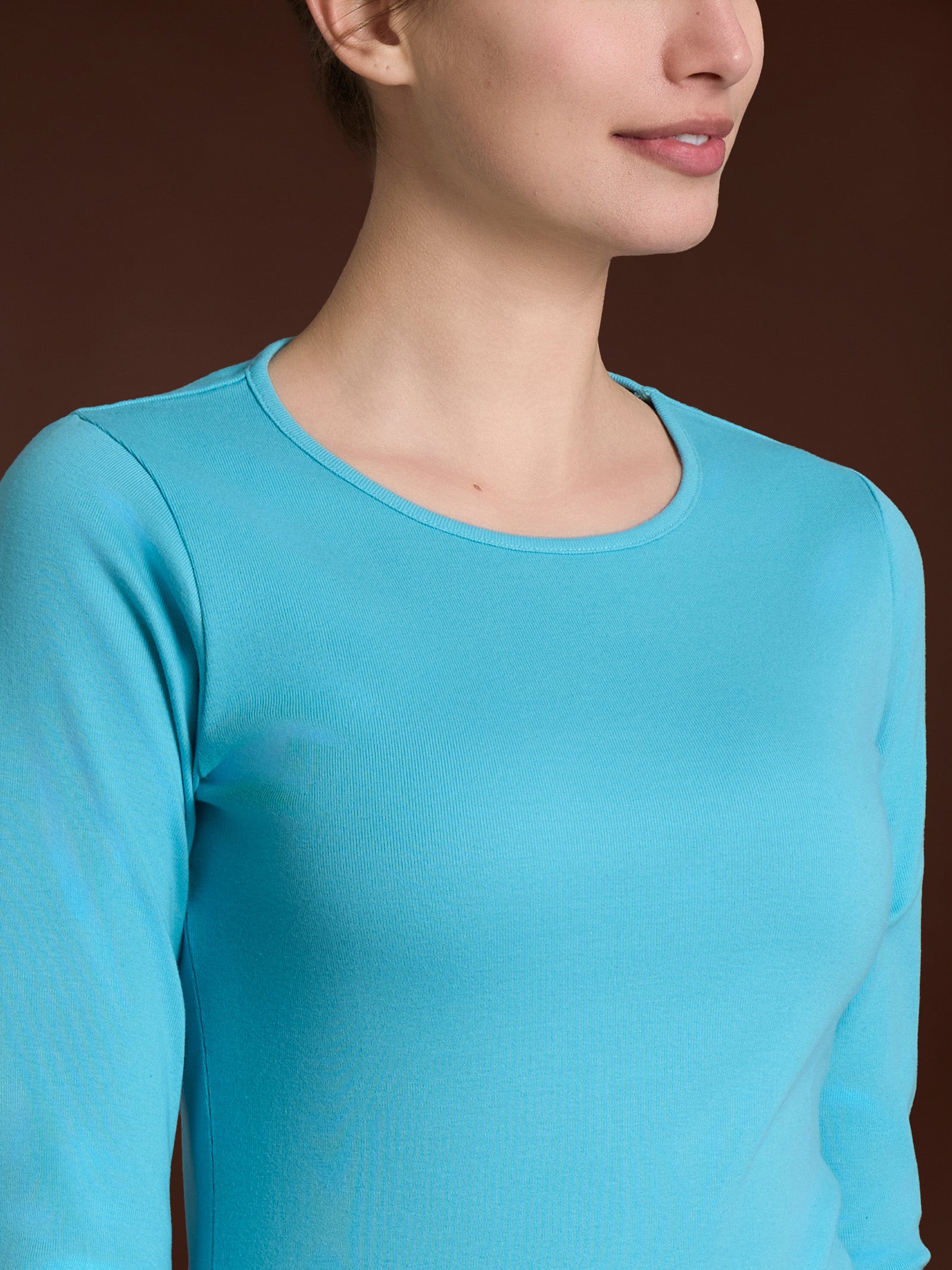 Maglietta girocollo in Thermo Cotton Azzurri Donna - Ragno