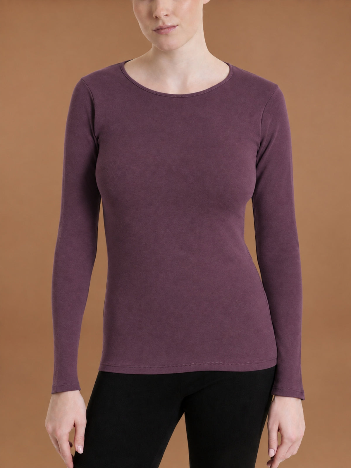 Maglietta girocollo in Thermo Cotton Viola Donna - Ragno
