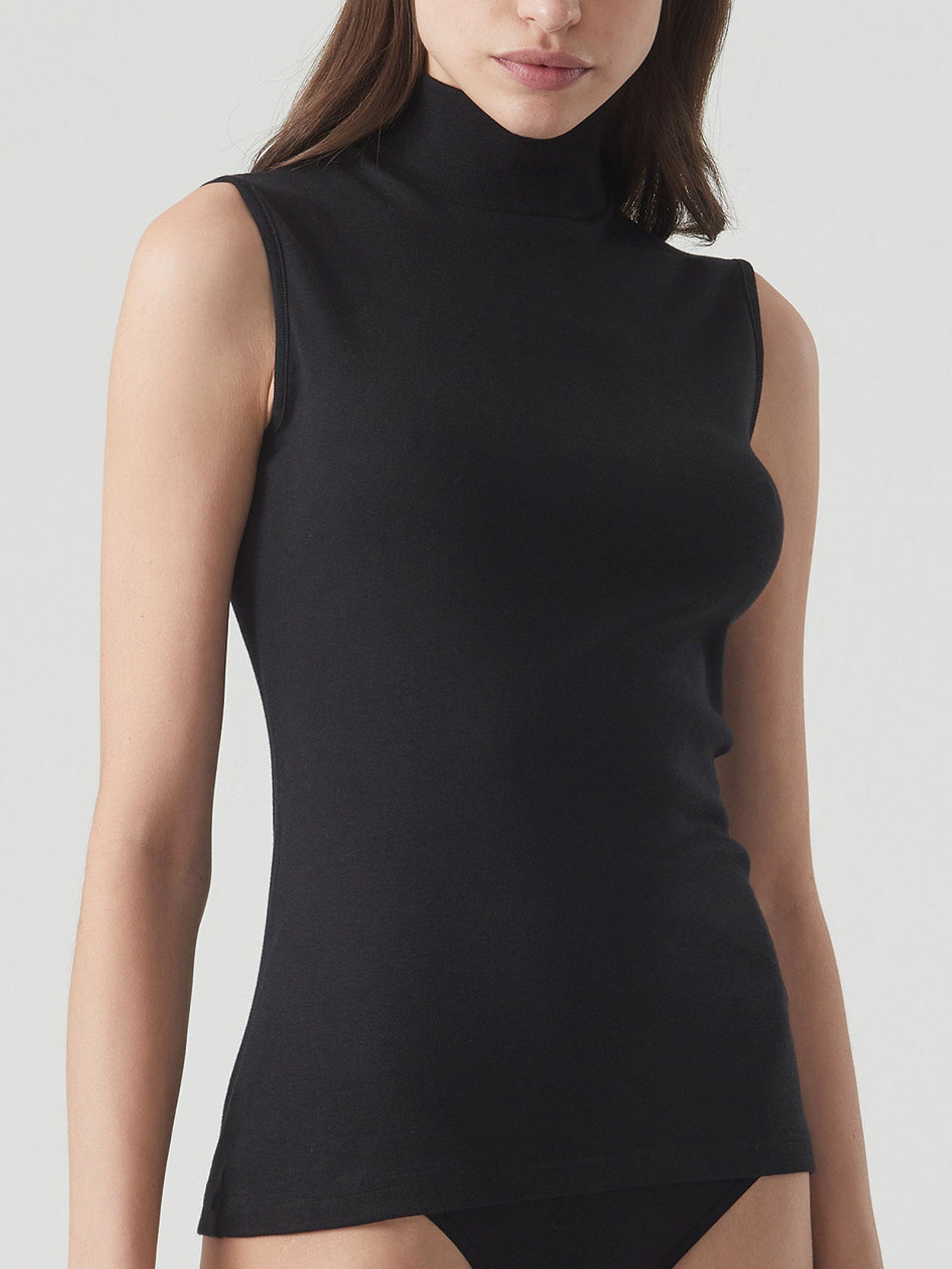 Smanicato a collo alto in Eco Cotton Bianchi Donna - Ragno