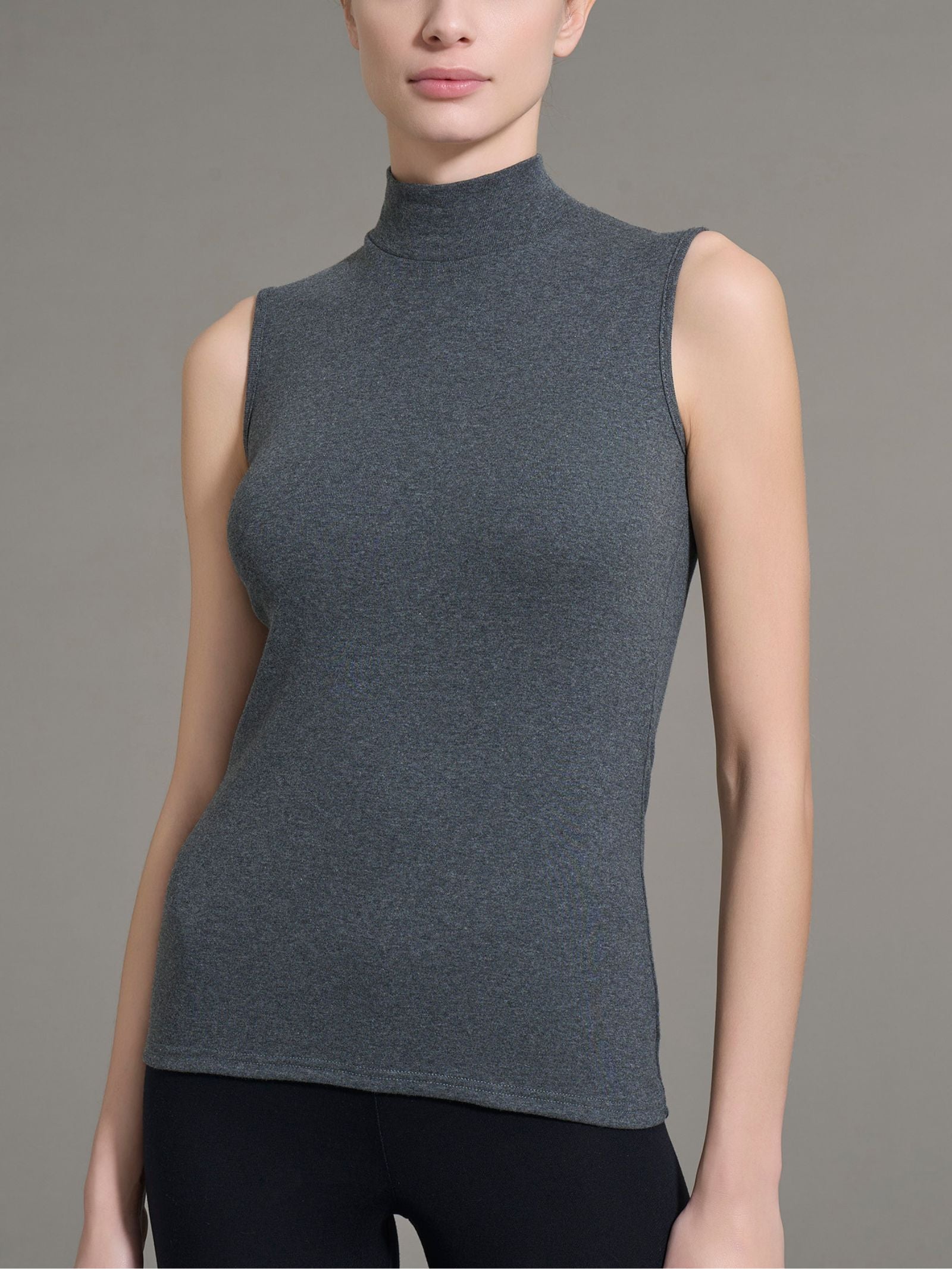 Smanicato a collo alto in Thermo Cotton Neri Donna - Ragno