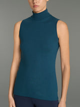 Smanicato a collo alto in Eco Cotton Blu Donna - Ragno