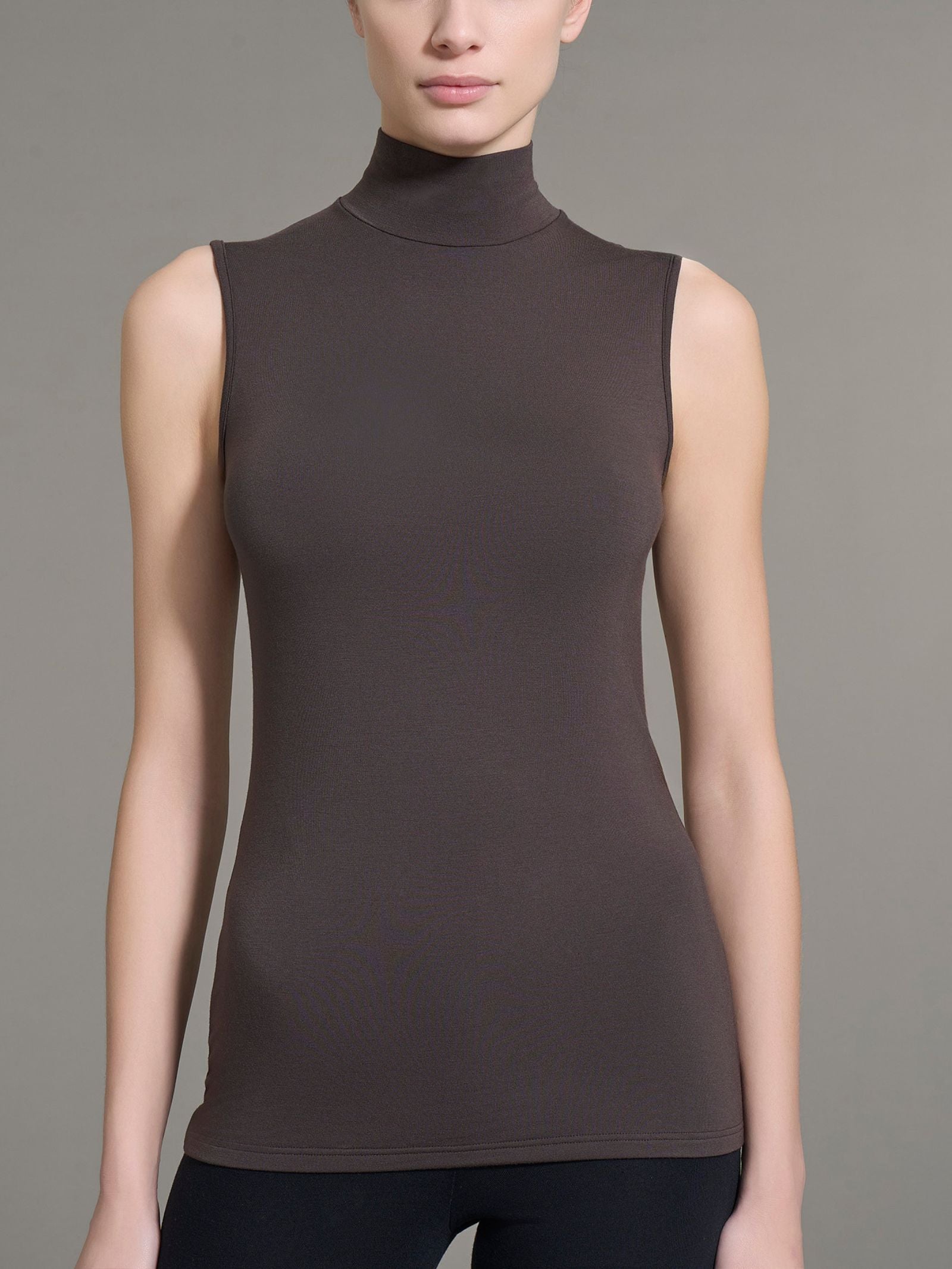Smanicato a collo alto in Thermo Cotton Marroni Donna - Ragno