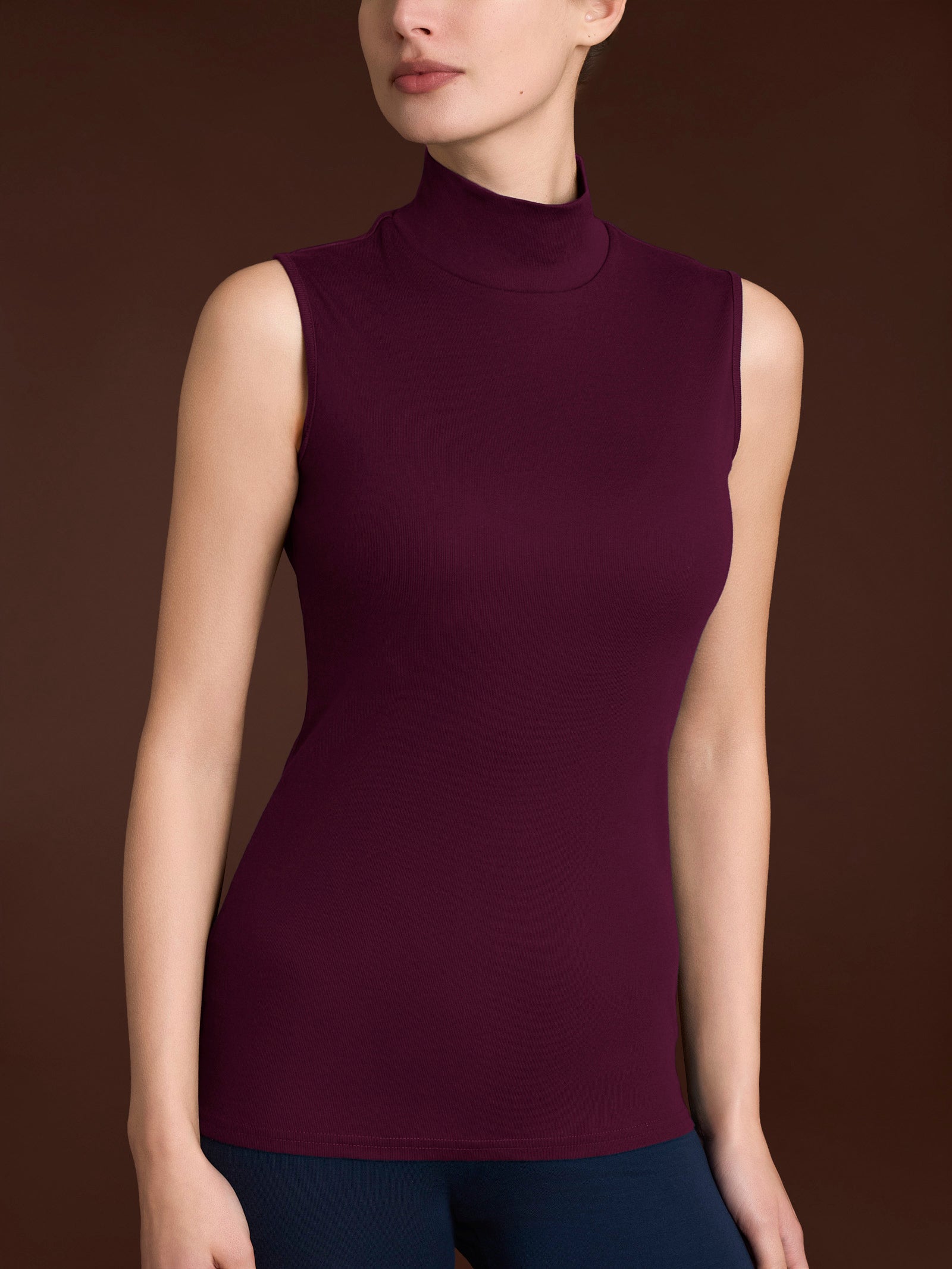 Smanicato a collo alto in Thermo Cotton Viola Donna - Ragno