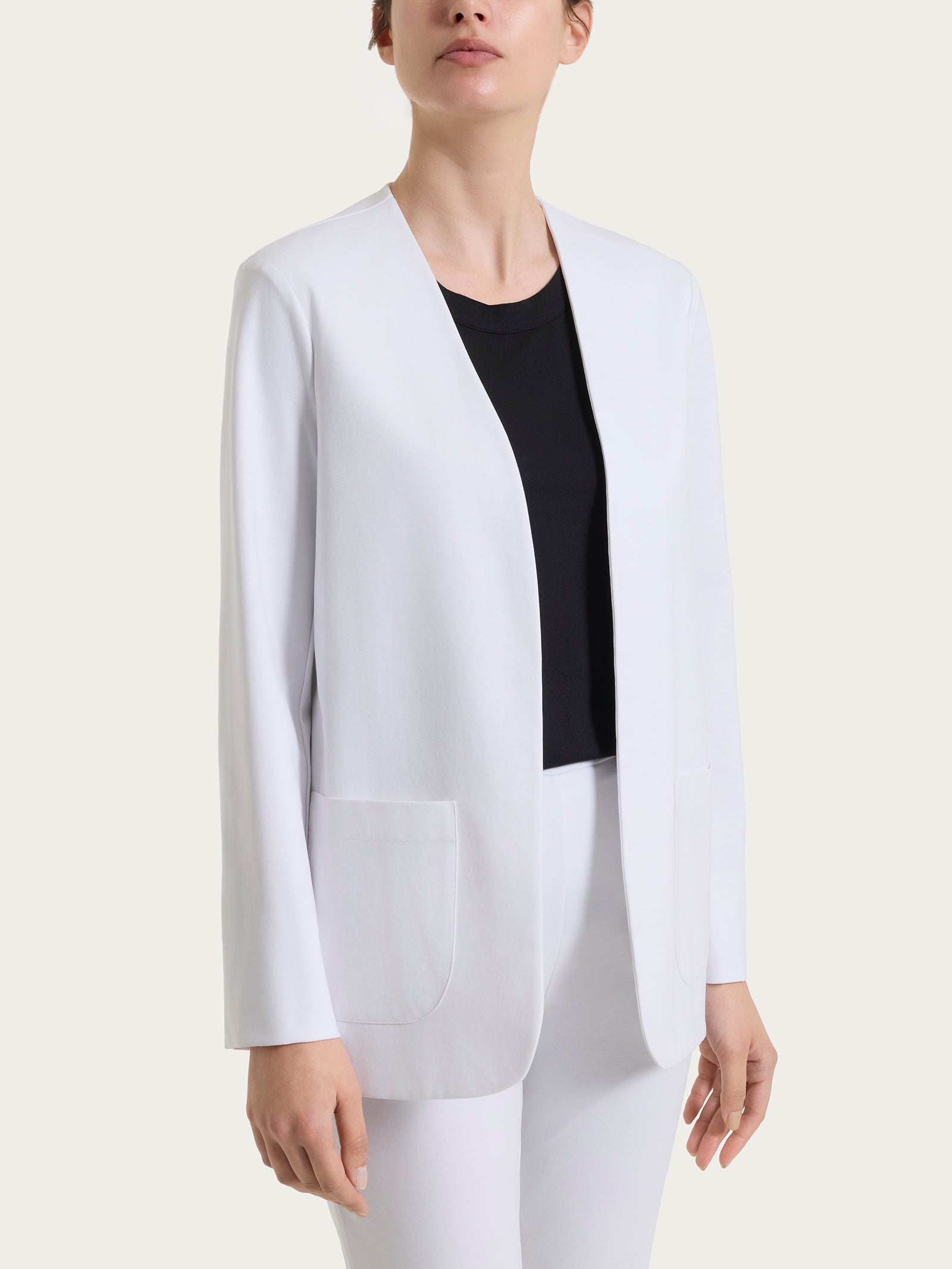 Blazer senza revers in Compact Light Bianchi Donna - Ragno