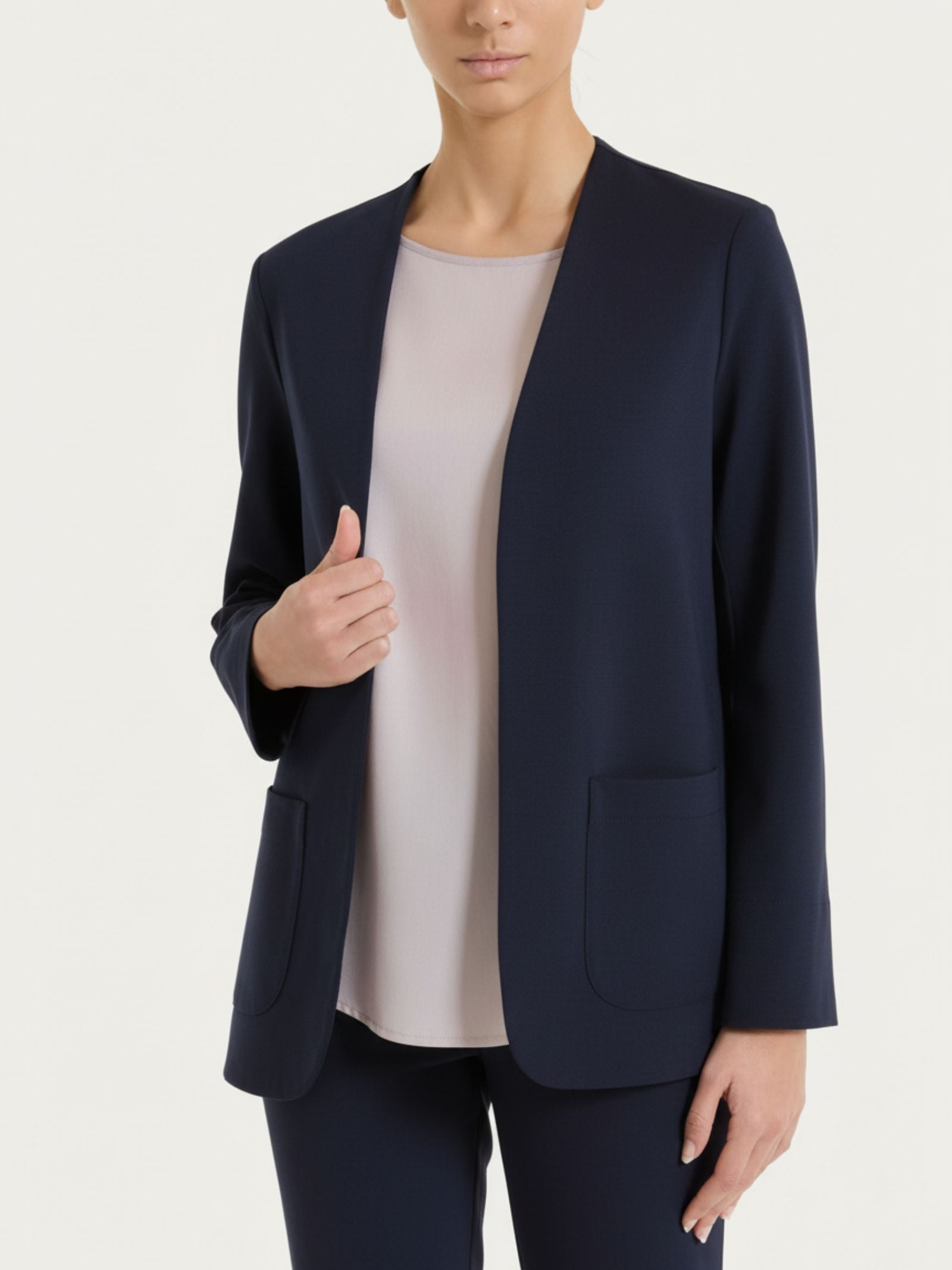 Blazer senza revers in Compact Light Blu Donna - Ragno