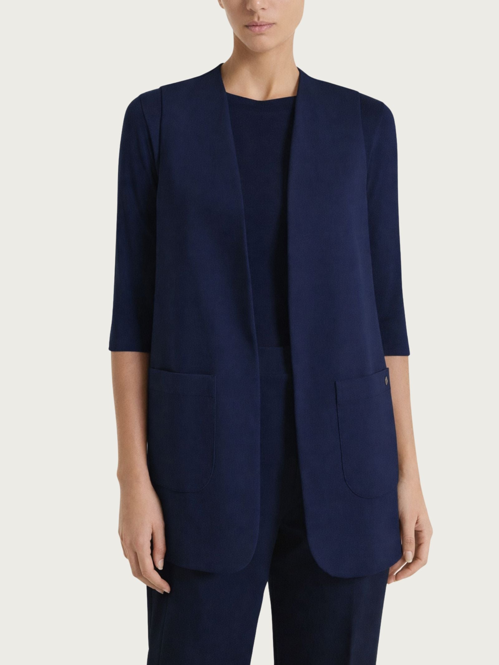 Gilet aperto in Compact Light Blu Donna - Ragno