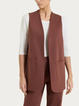 Open Waistcoat in Compact Light Brown Women's - Ragno