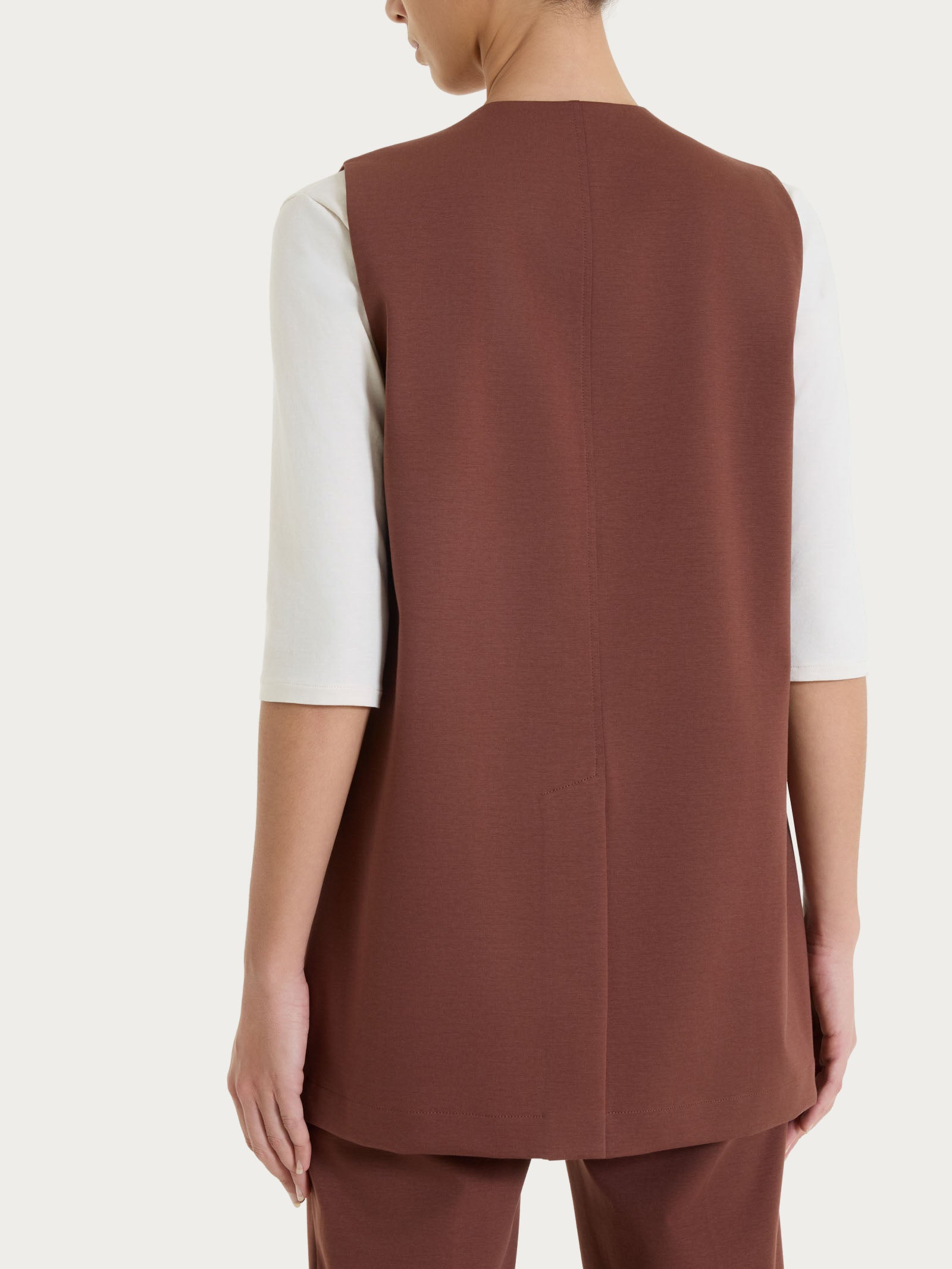 Open Waistcoat in Compact Light Brown Women's - Ragno
