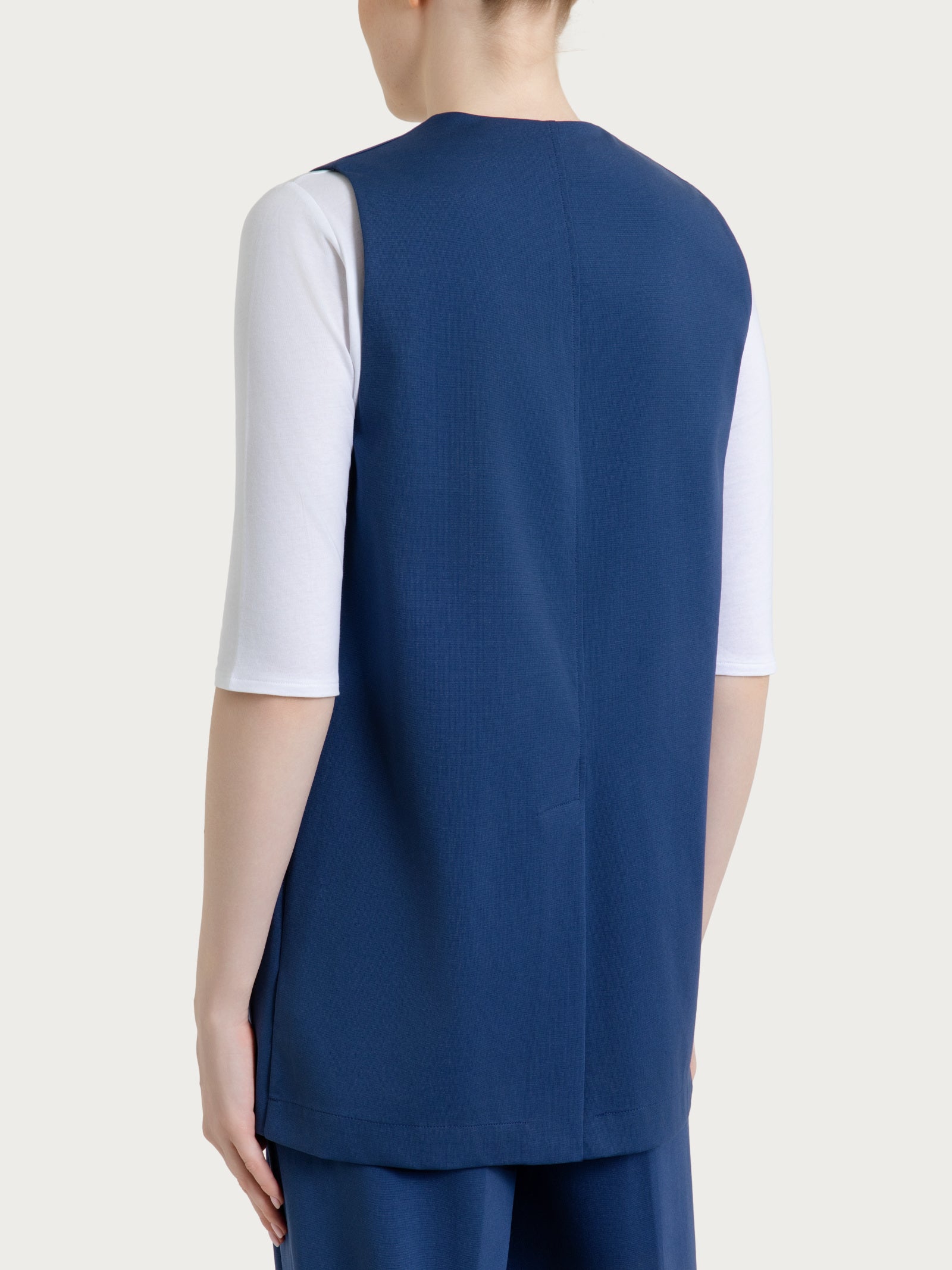 Gilet aperto in Compact Light Blu Donna - Ragno