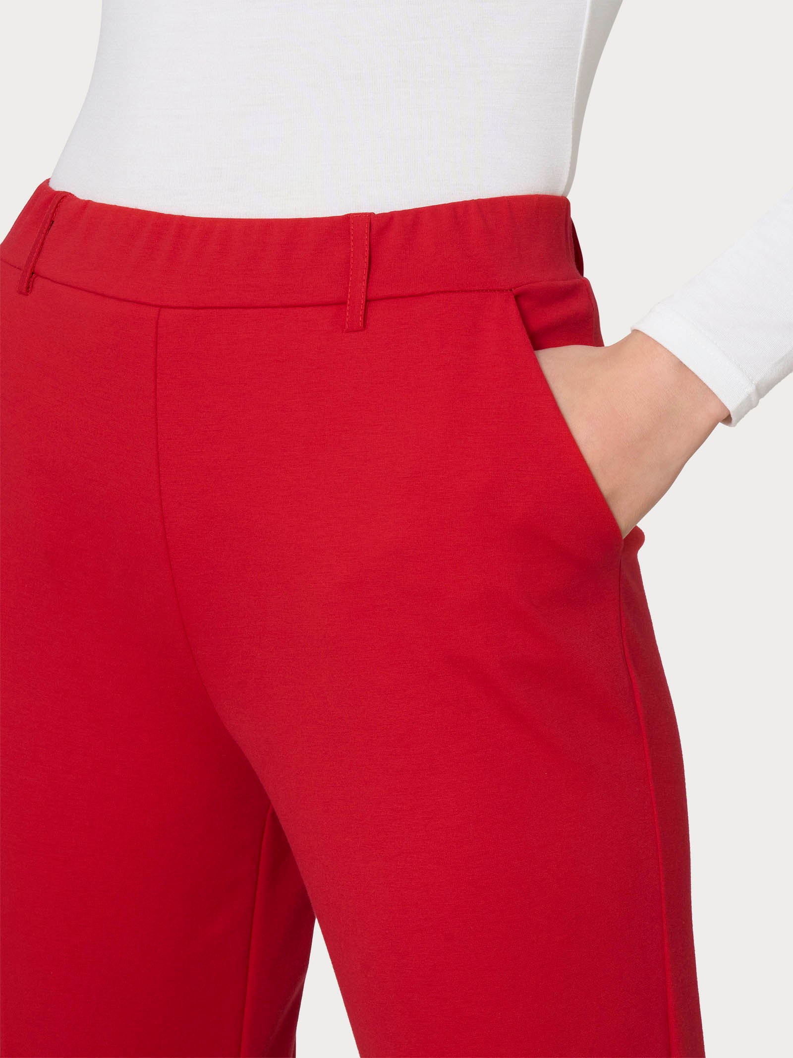 Pantalone dritto con tasche in Compact Light Rossi Donna - Ragno