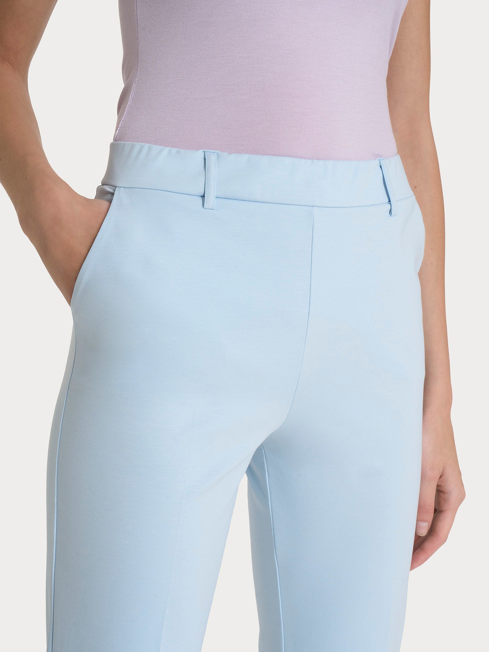 Pantalone dritto con tasche in Compact Light Azzurri Donna - Ragno