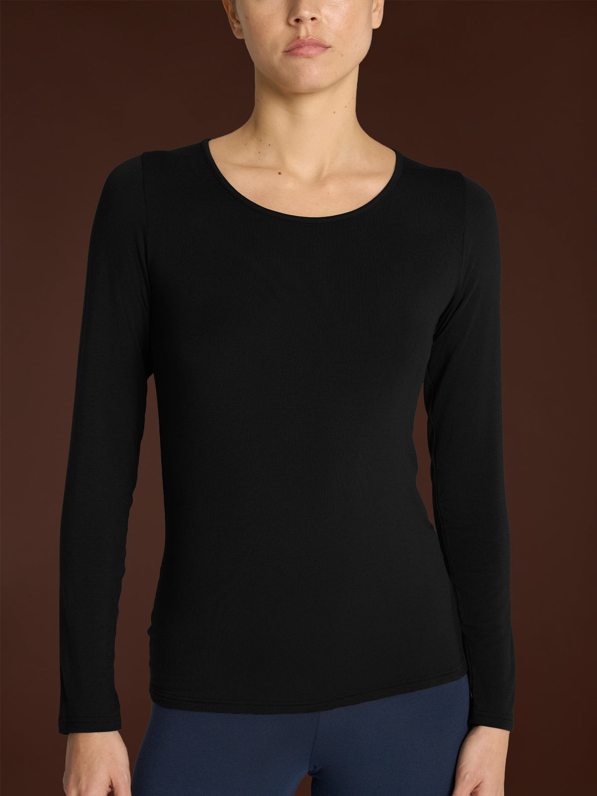 Maglietta girocollo in  Jersey Strech Winter Viscosa  Neri Donna - Ragno