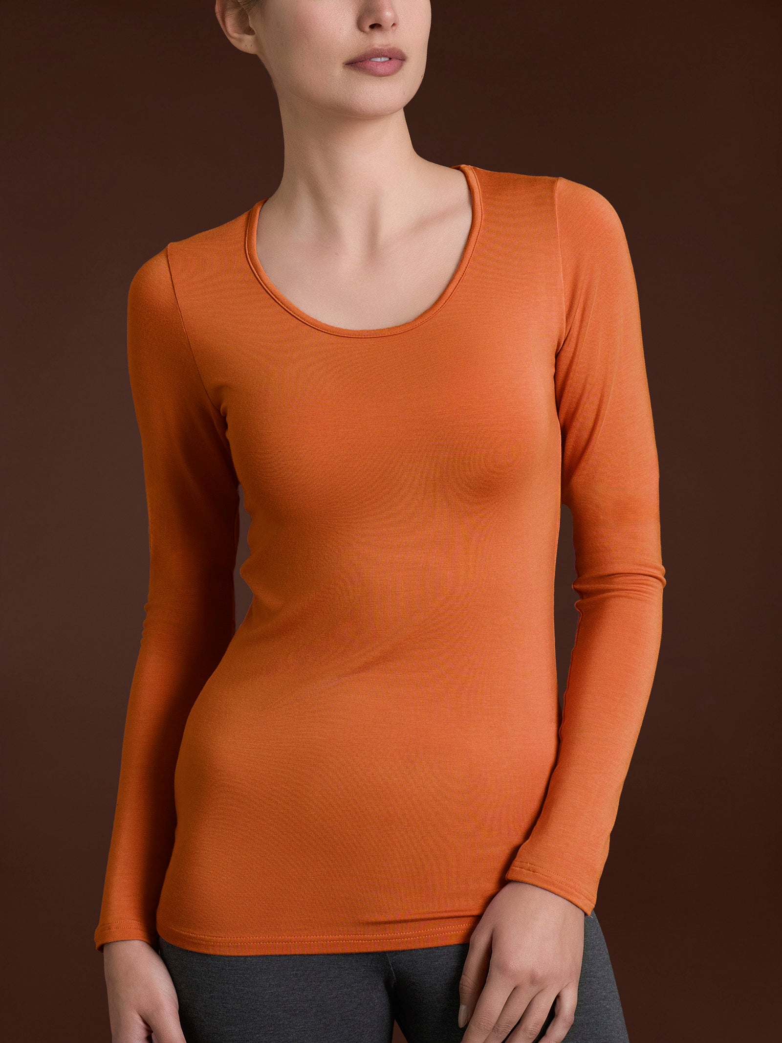 Maglietta girocollo in Eco Viscosa Arancioni Donna - Ragno