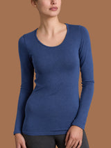 Maglietta girocollo in  Jersey Strech Winter Viscosa  Blu Donna - Ragno
