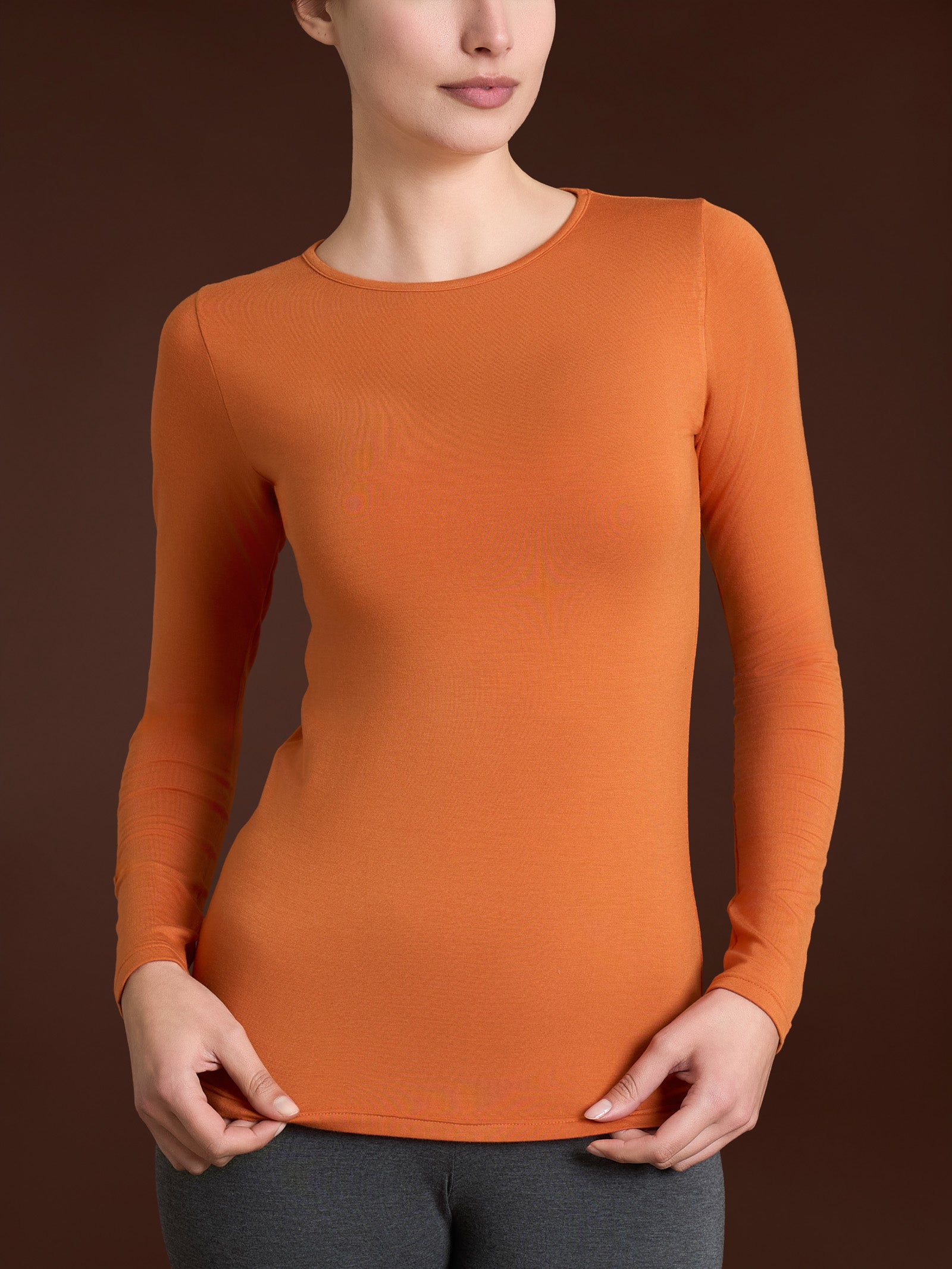 Maglietta con scollo a barchetta in Eco Viscosa Arancioni Donna - Ragno