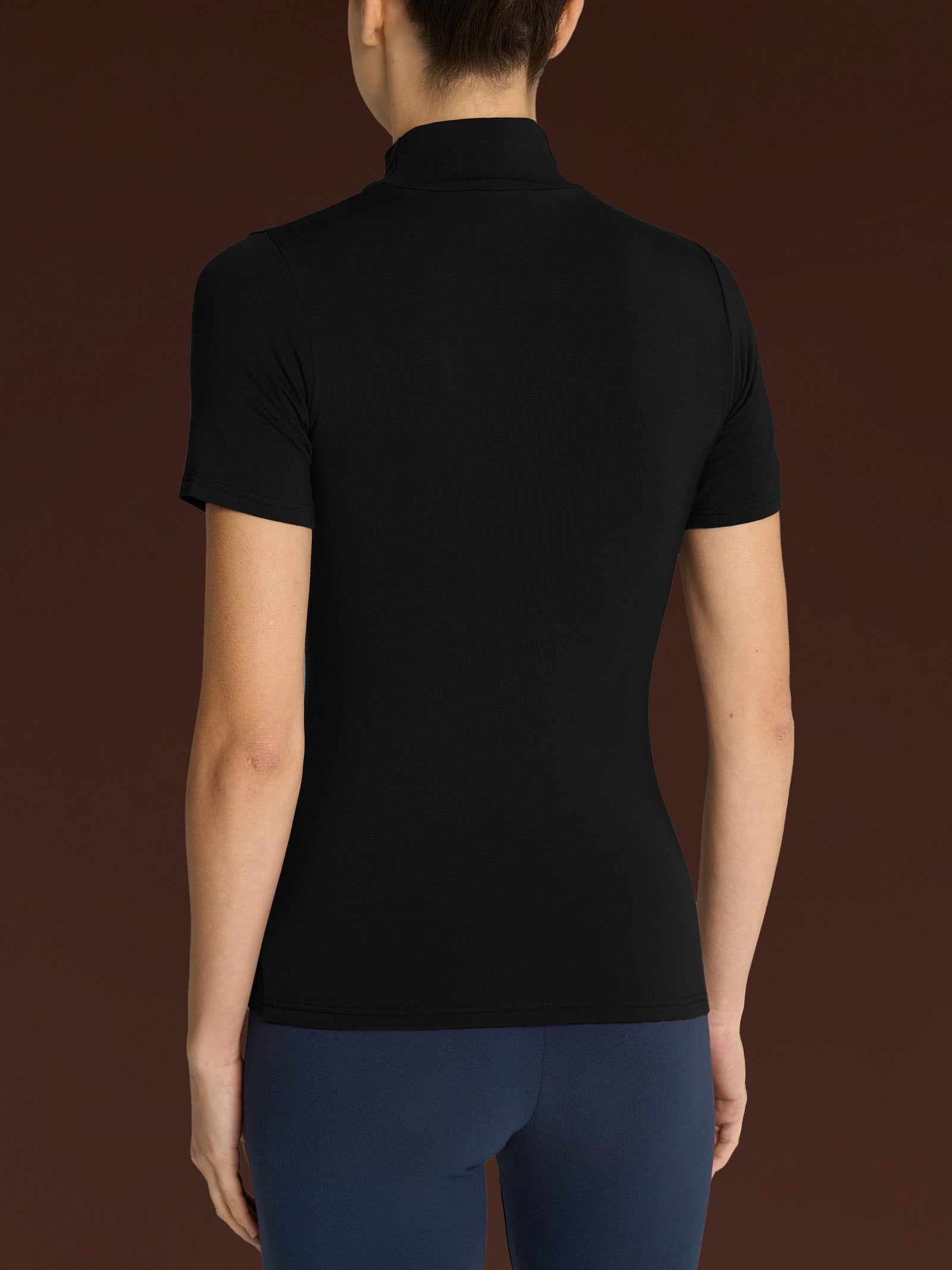 Maglietta collo alto in Eco Viscosa Neri Donna - Ragno