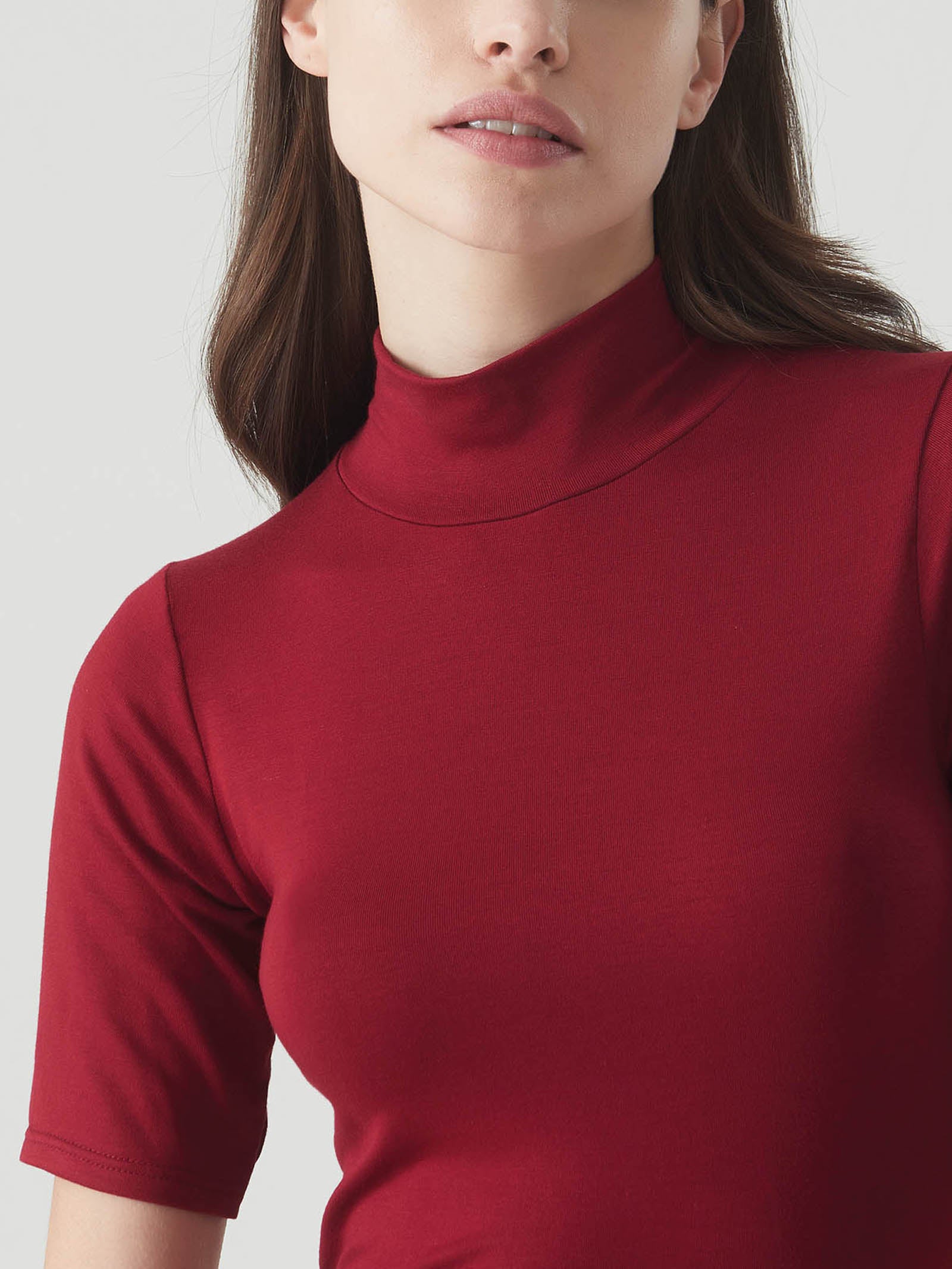 Top Donna A Collo Alto Maniche Corte A Coste - Maglietta Basic Attillata Bianca, Stile Y2K