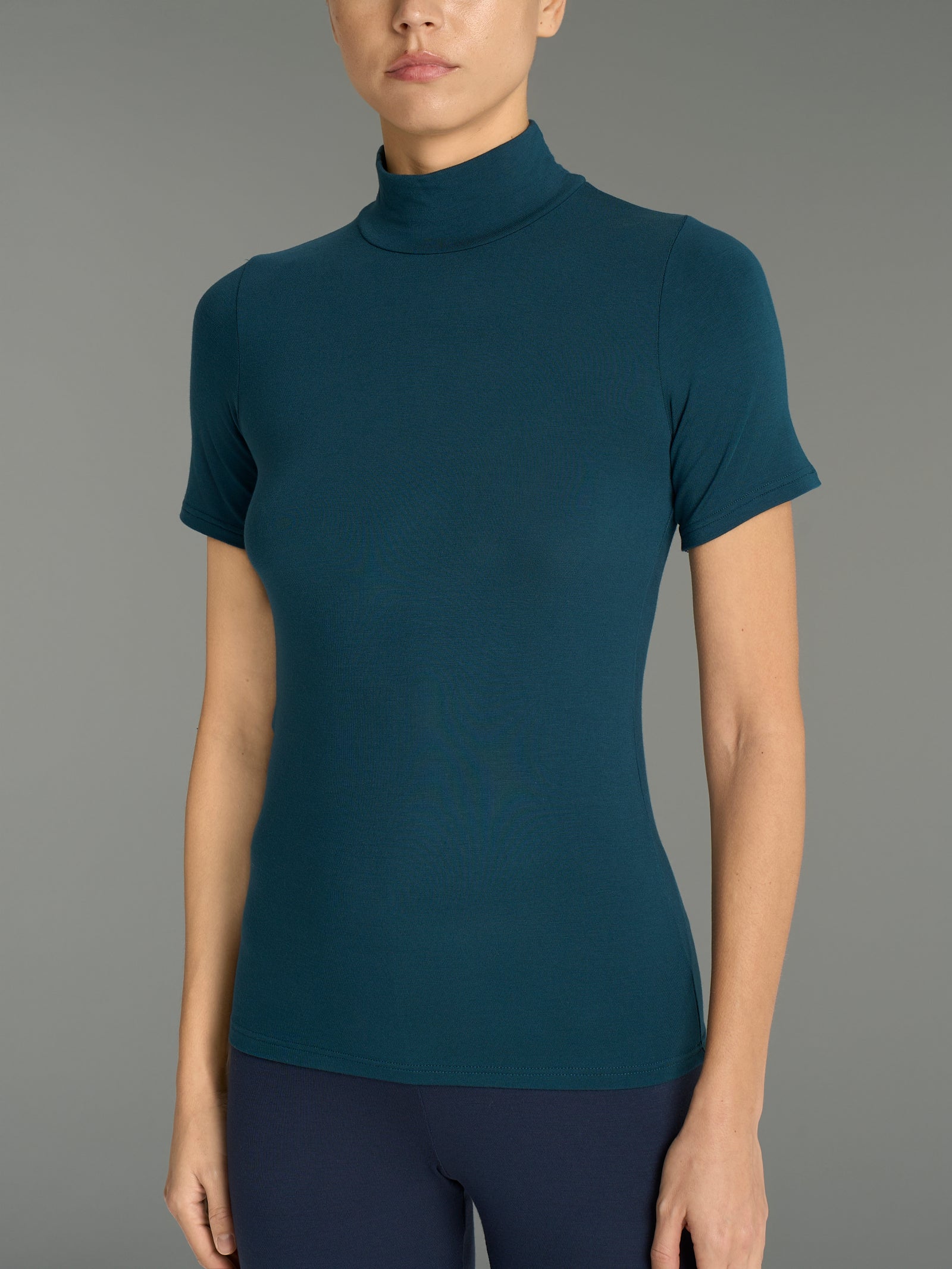 Maglietta collo alto in Eco Viscosa Blu Donna - Ragno