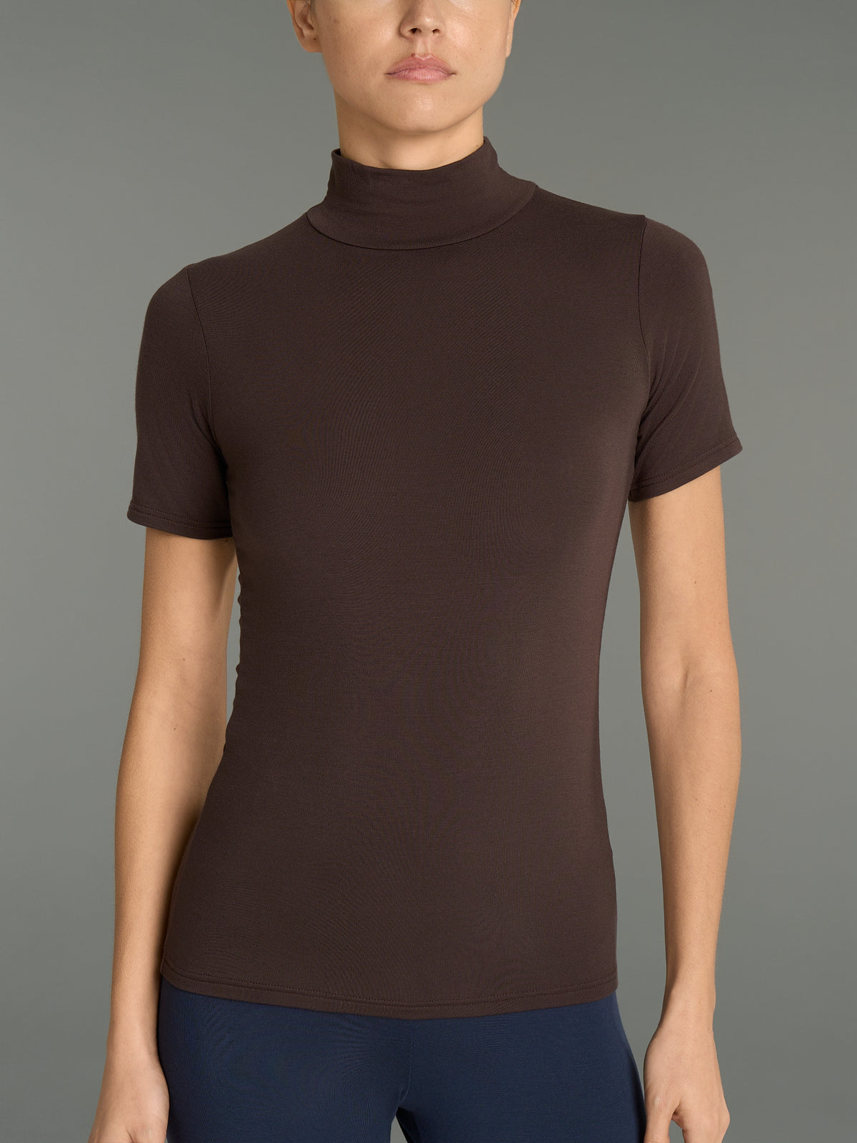 Maglietta collo alto in  Jersey Strech Winter Viscosa  Marroni Donna - Ragno
